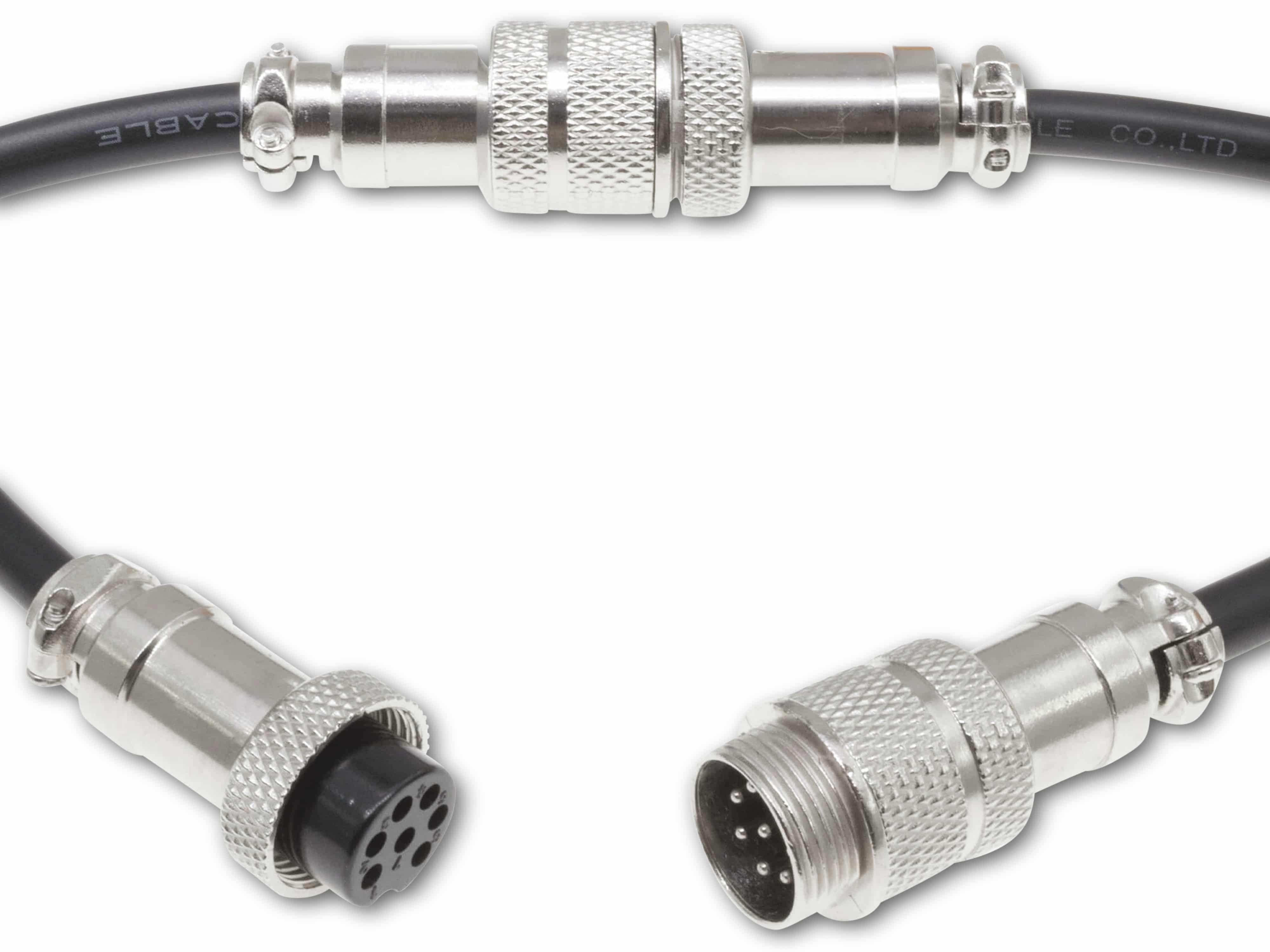 Rundsteckverbinder, 7-polig, 30V, 1A, Lötanschluss, IP55, wire to wire, 1 Stecker + 1 Buchse