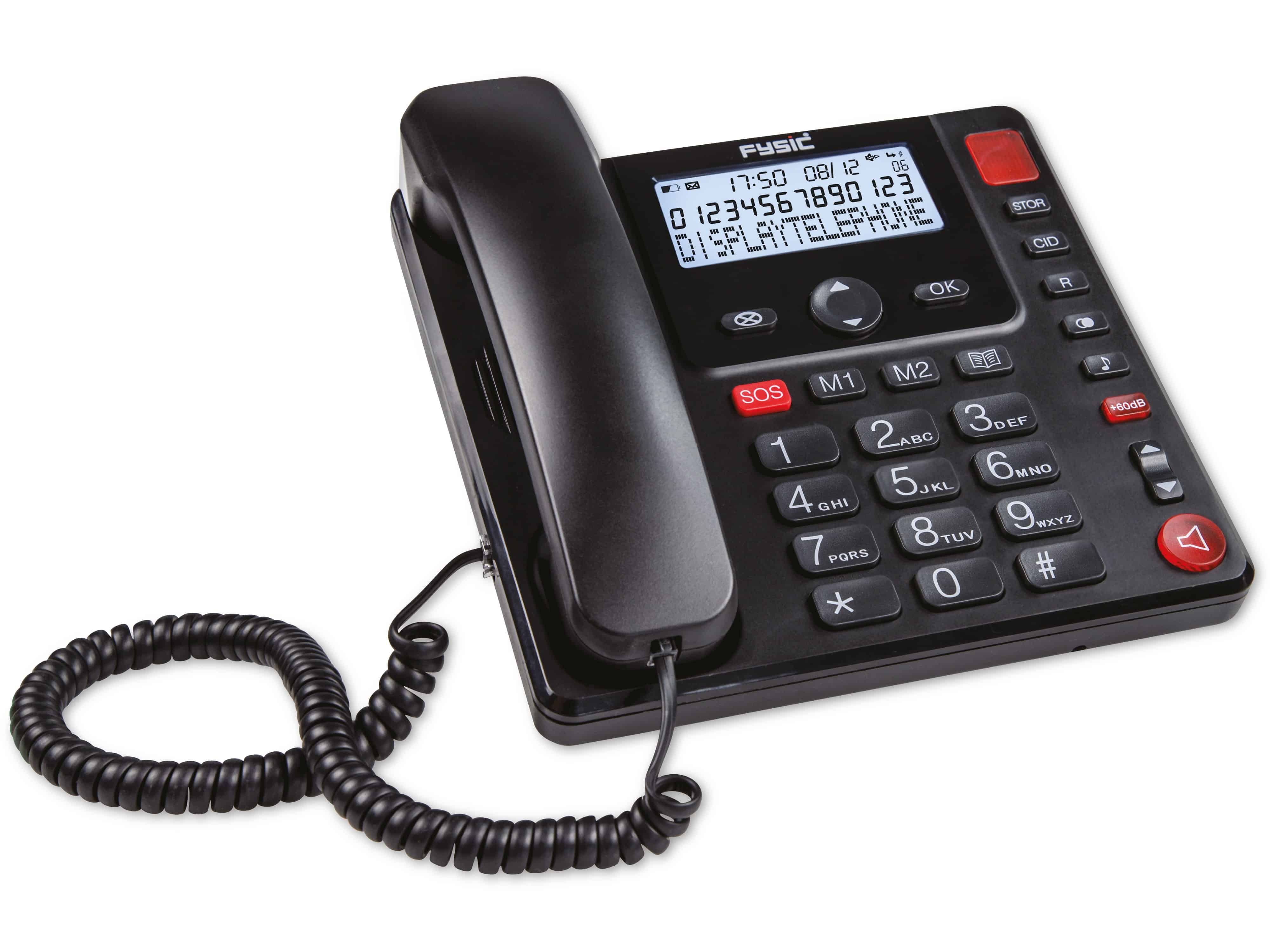 FYSIC Großtasten-Telefon 3940, schwarz