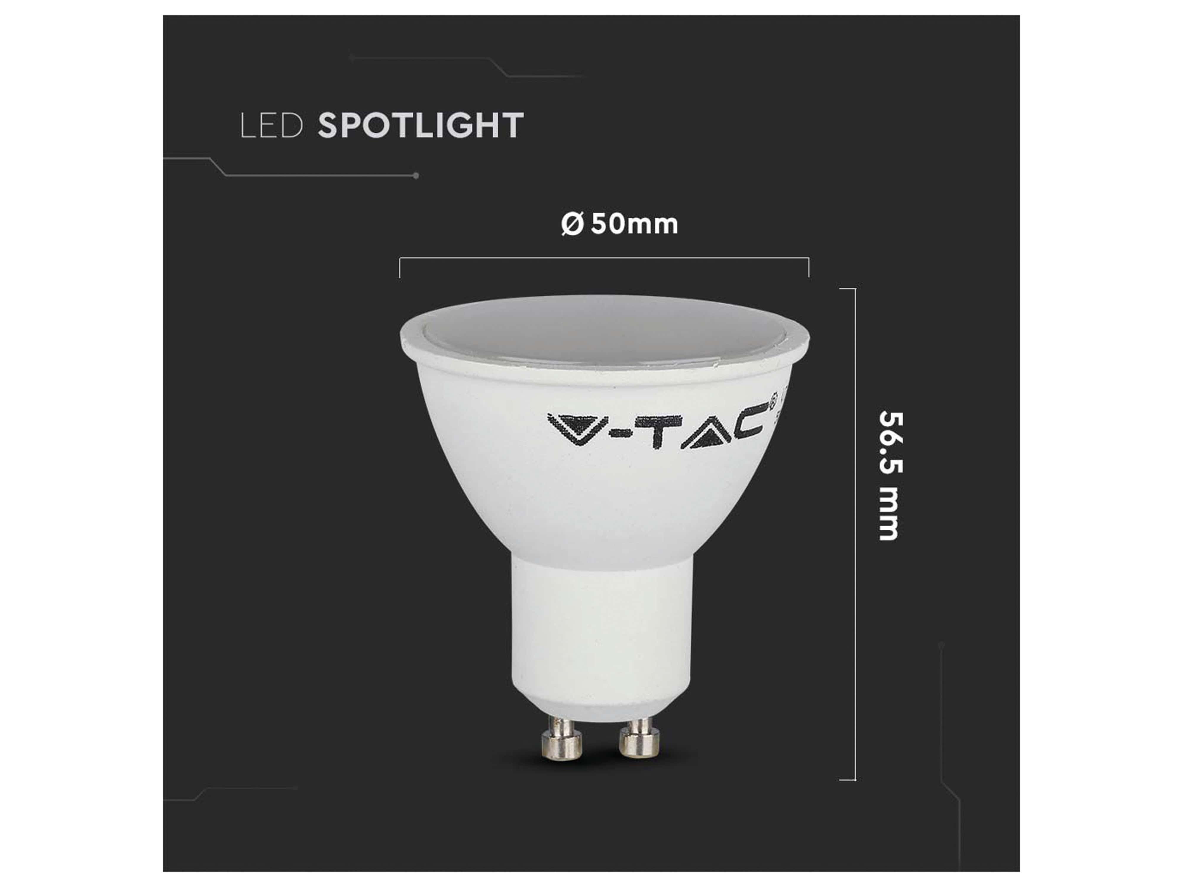 V-TAC LED-SMD-Lampe, PAR16, GU10, EEK: F, 4,5W, 400lm, 3000K