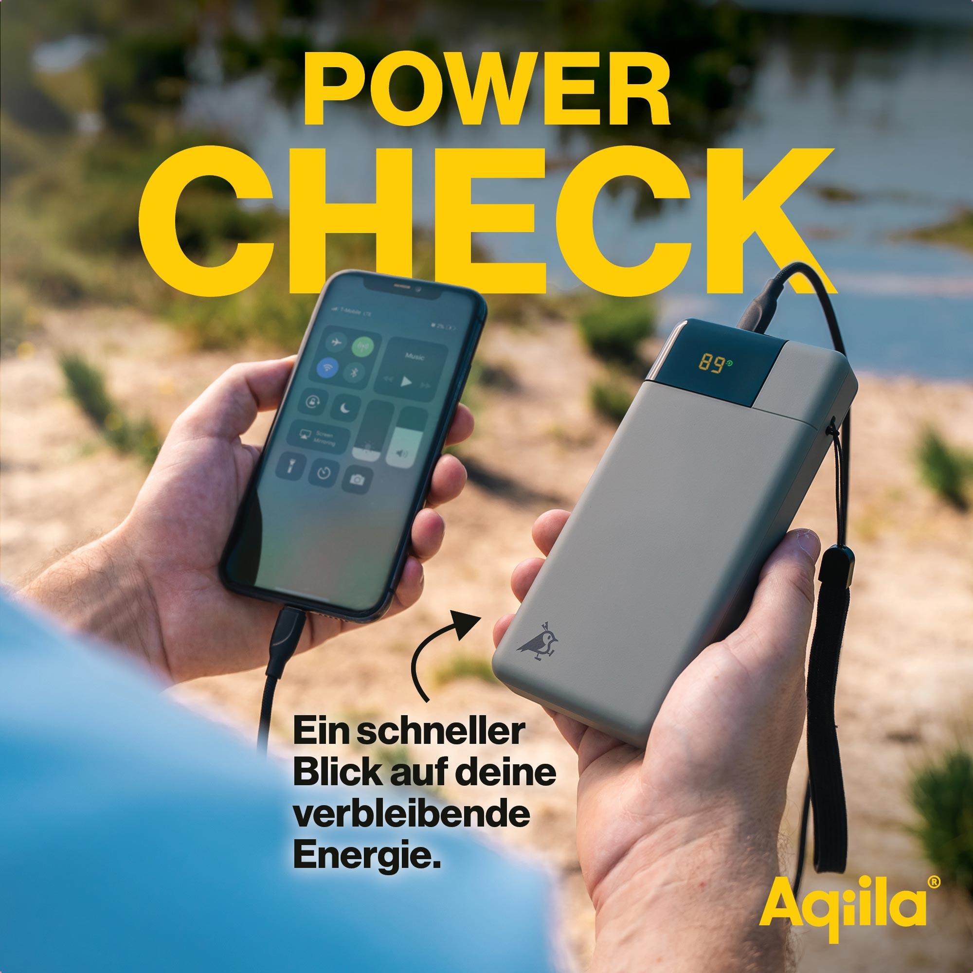 AQIILA Powerbank Powerbird B20, 20 W, 20.000mAh, 1x USB-A, 2x USB-C, moosgrün