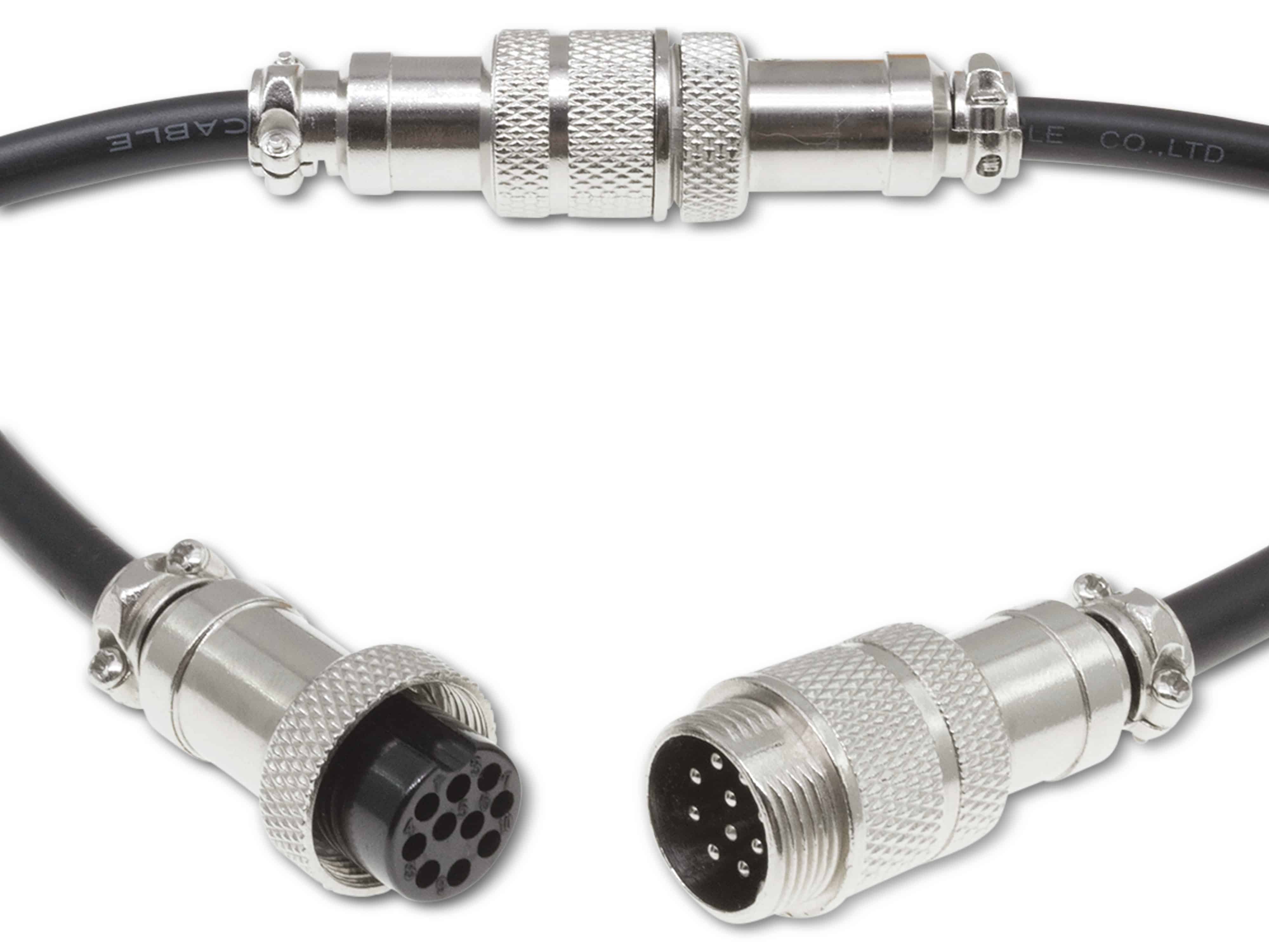 Rundsteckverbinder, 10-polig, 30V, 1A, Lötanschluss, IP55, wire to wire, 1 Stecker + 1 Buchse