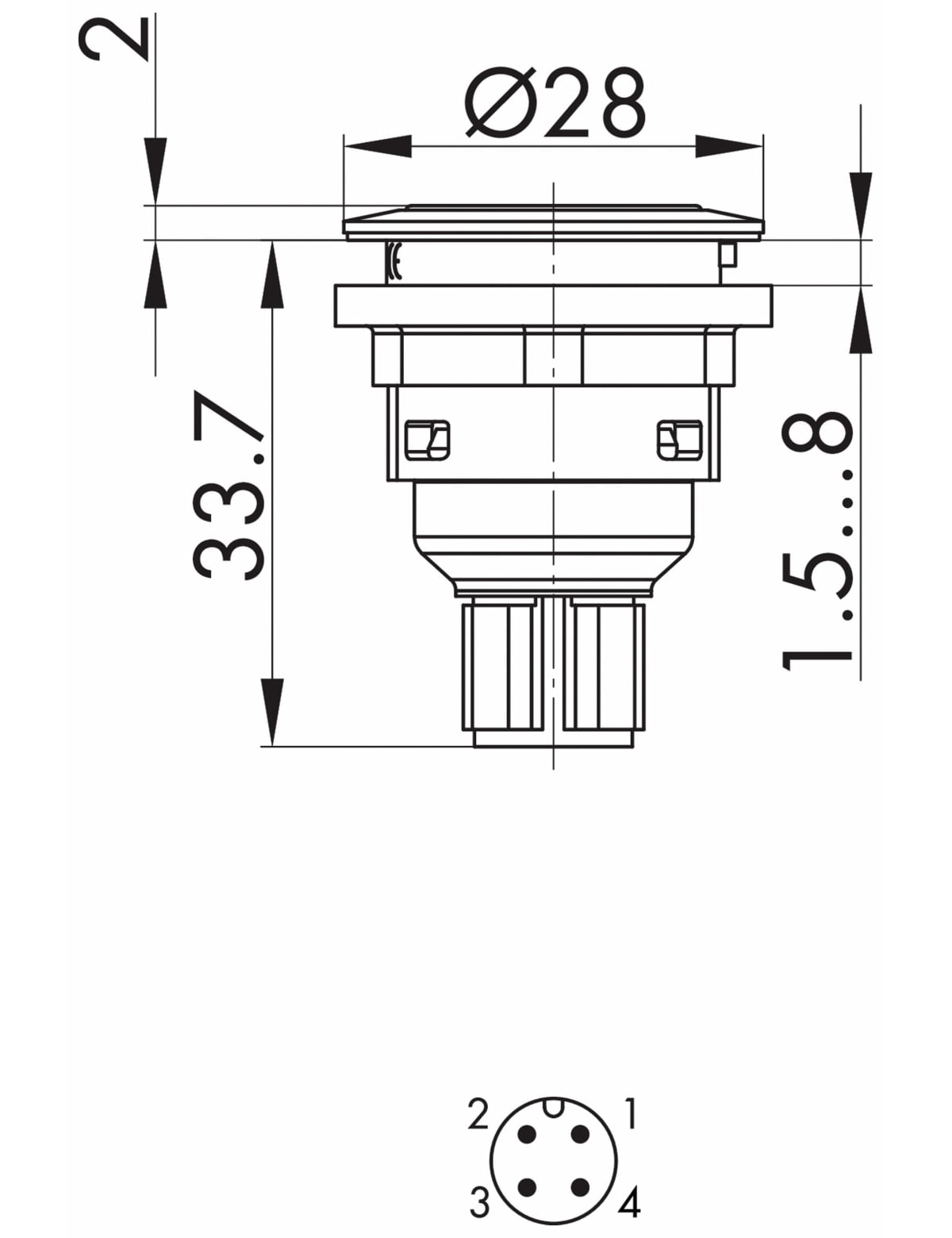 SCHLEGEL Drucktaster mit Ringbeleuchtung und M12-Anschluss 4-polig; SVATLRWI_C005
