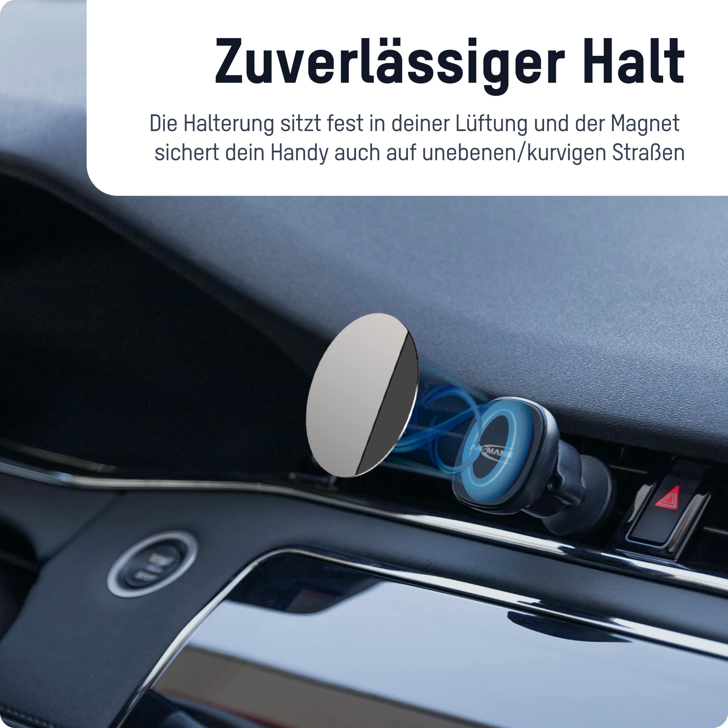 ANSMANN Smartphone Handyhalter 1700-0159, für PKW, LKW, Magnet für Lüftungsgitter