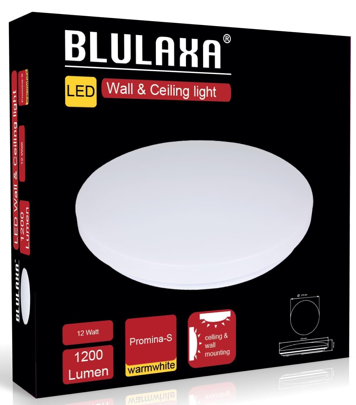 BLULAXA LED-Deckenleuchte Promina-S, 12 W, 1200 lm, 3000 K