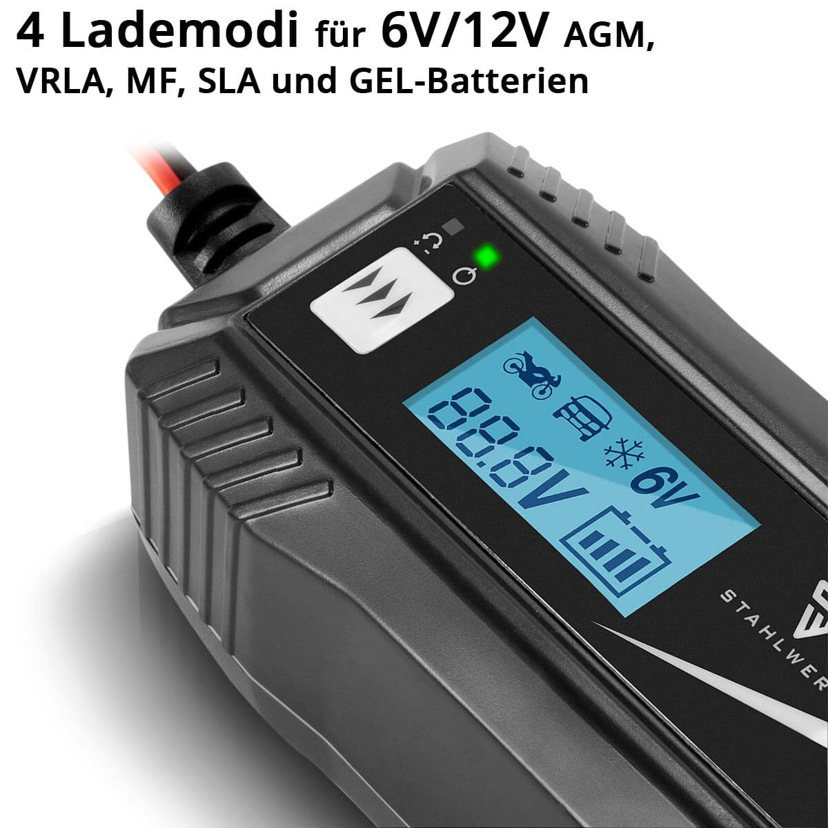 STAHLWERK Batterieladegerät IBC-50 ST, 6 V/ 12 V, 4 Lademodi