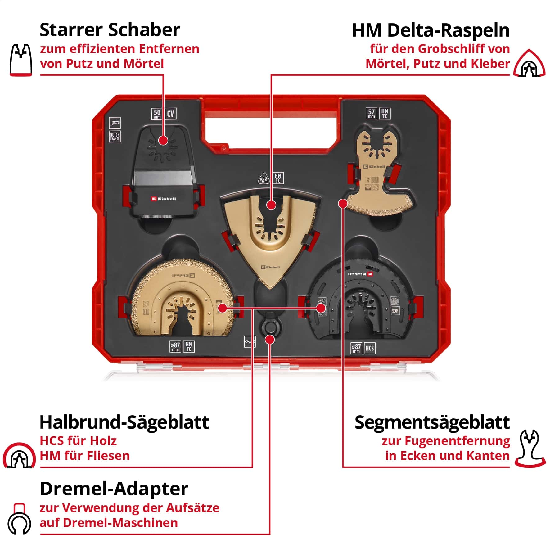 EINHELL Multitool-Set, 708110, XL-PLUS-Case, 10-teilig