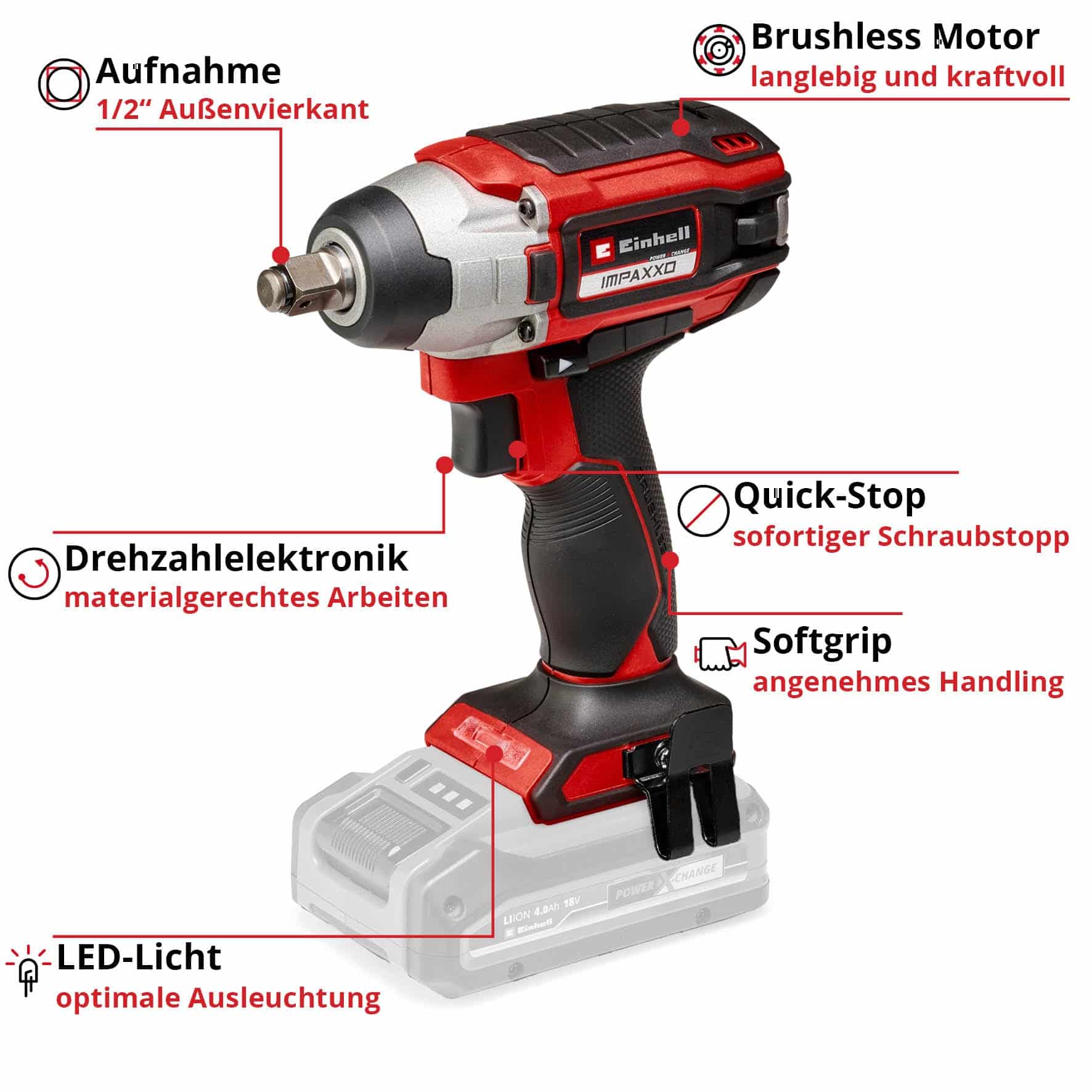 EINHELL Akku-Schlagschrauber IMPAXXO 18/230