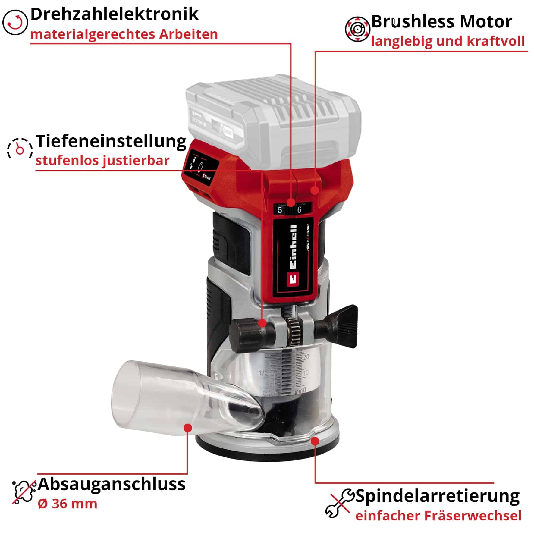 EINHELL Akku-Kantenfräse TP-ET 18 Li BL, Solo