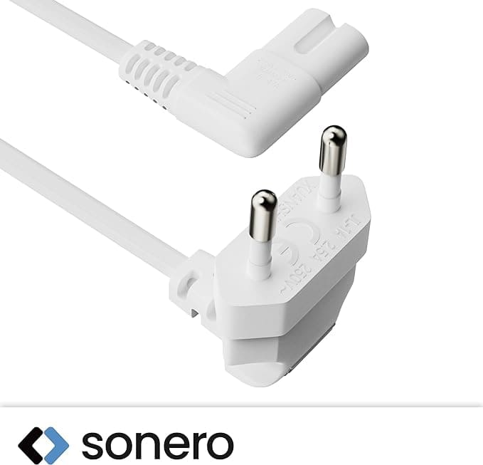 SONERO Netzkabel X-ESW-C7W-030W, Eurostecker, 90°, weiß, 3m