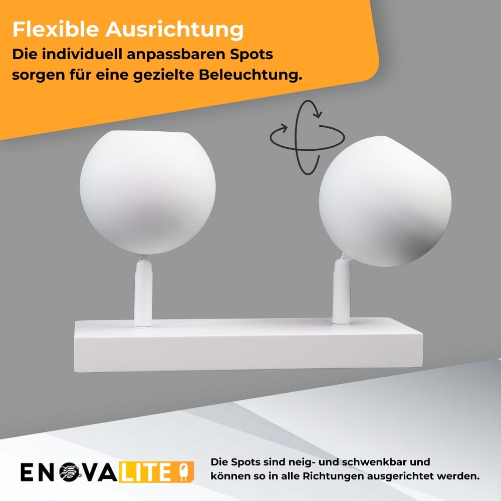 ENOVALITE Deckenleuchte GLOBE, GU10-Fassung, IP20, Ø10cm, 2 flammig, weiß