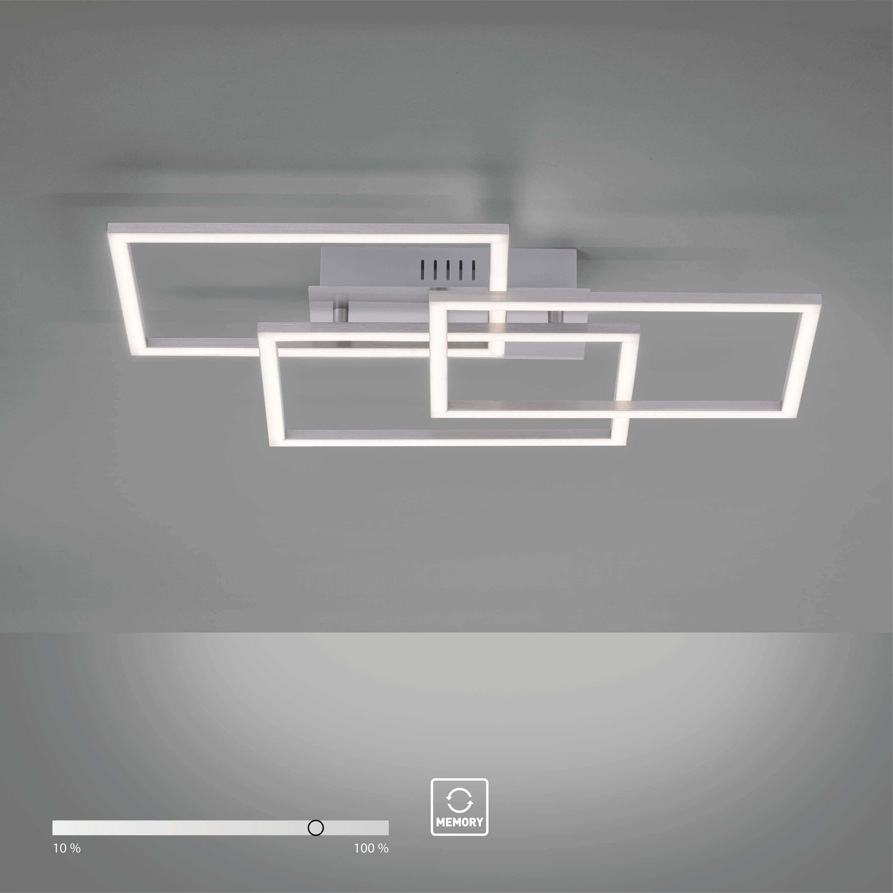 JUST LIGHT LED-Deckenleuchte 14790-55 stahlfarbig, 27 W, 3375 lm, 3000 K, Dimmbar