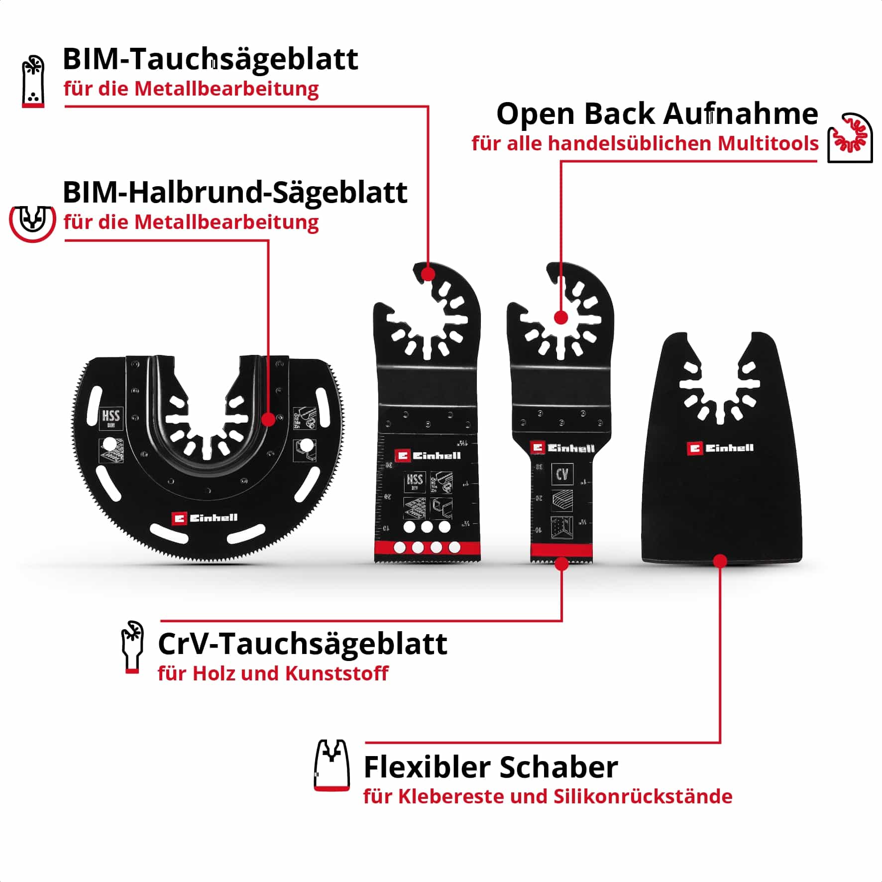 EINHELL Multi-Tool-Set, 708104, 4-teilig