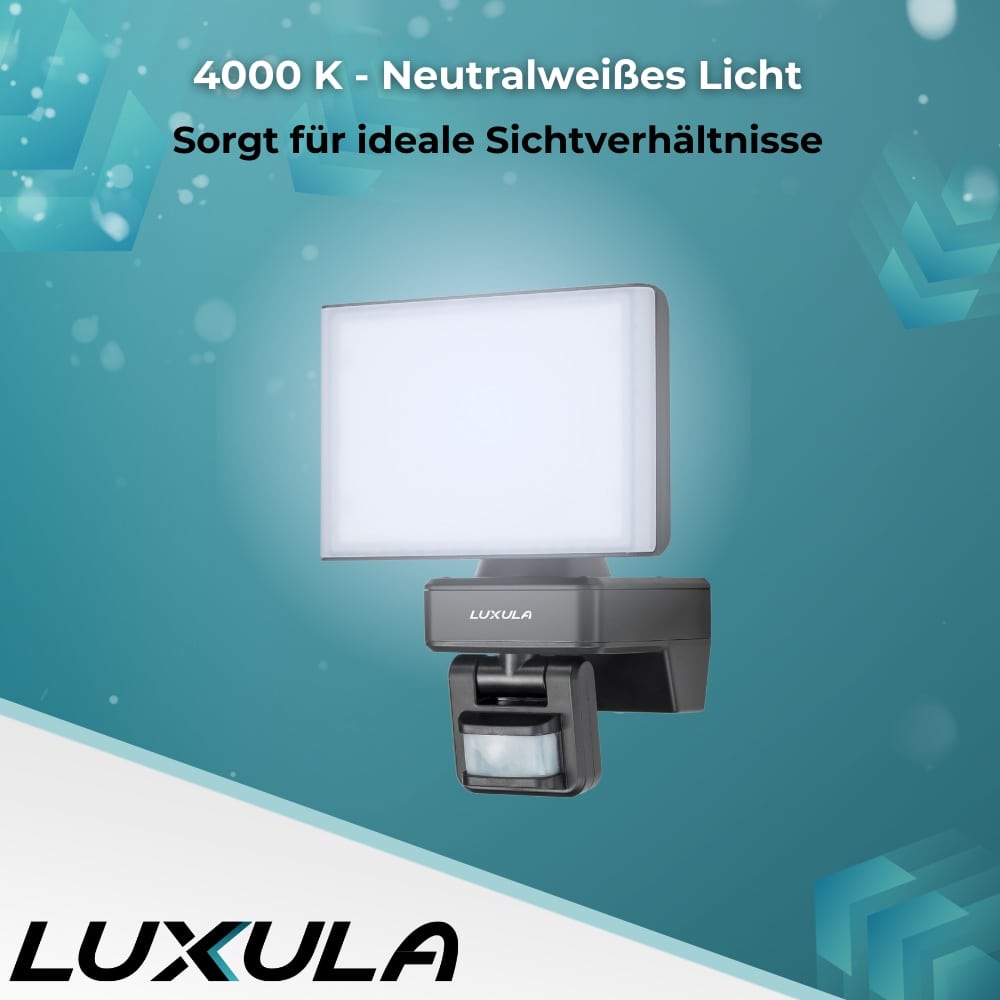 LUXULA LED-Fluter LX400193, mit BM, 20 W, 2100 lm, 4000 K, schwarz