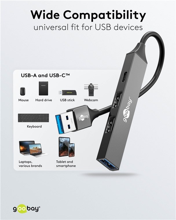 GOOBAY USB3.2 Hub 74458 Slim 4 Port USB-A auf USB-C/USB-A