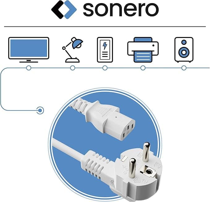 SONERO Netzkabel Schutzkontaktstecker, X-SKW-C13G-010W, 90°, weiß, 1m