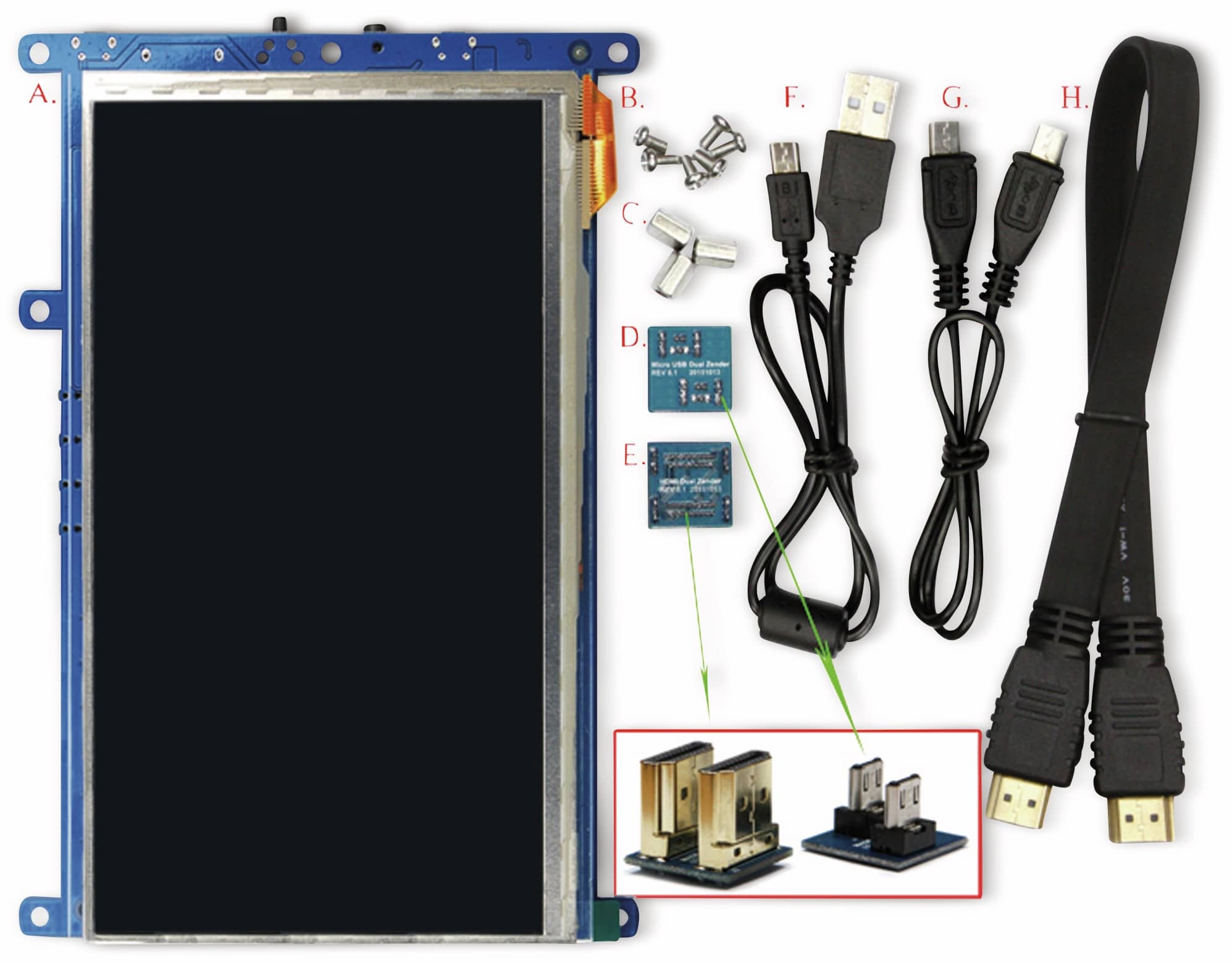 ODROID 17,8 cm (7") Multitouch TFT-Display mit HDMI und Audio VU7A PLUS