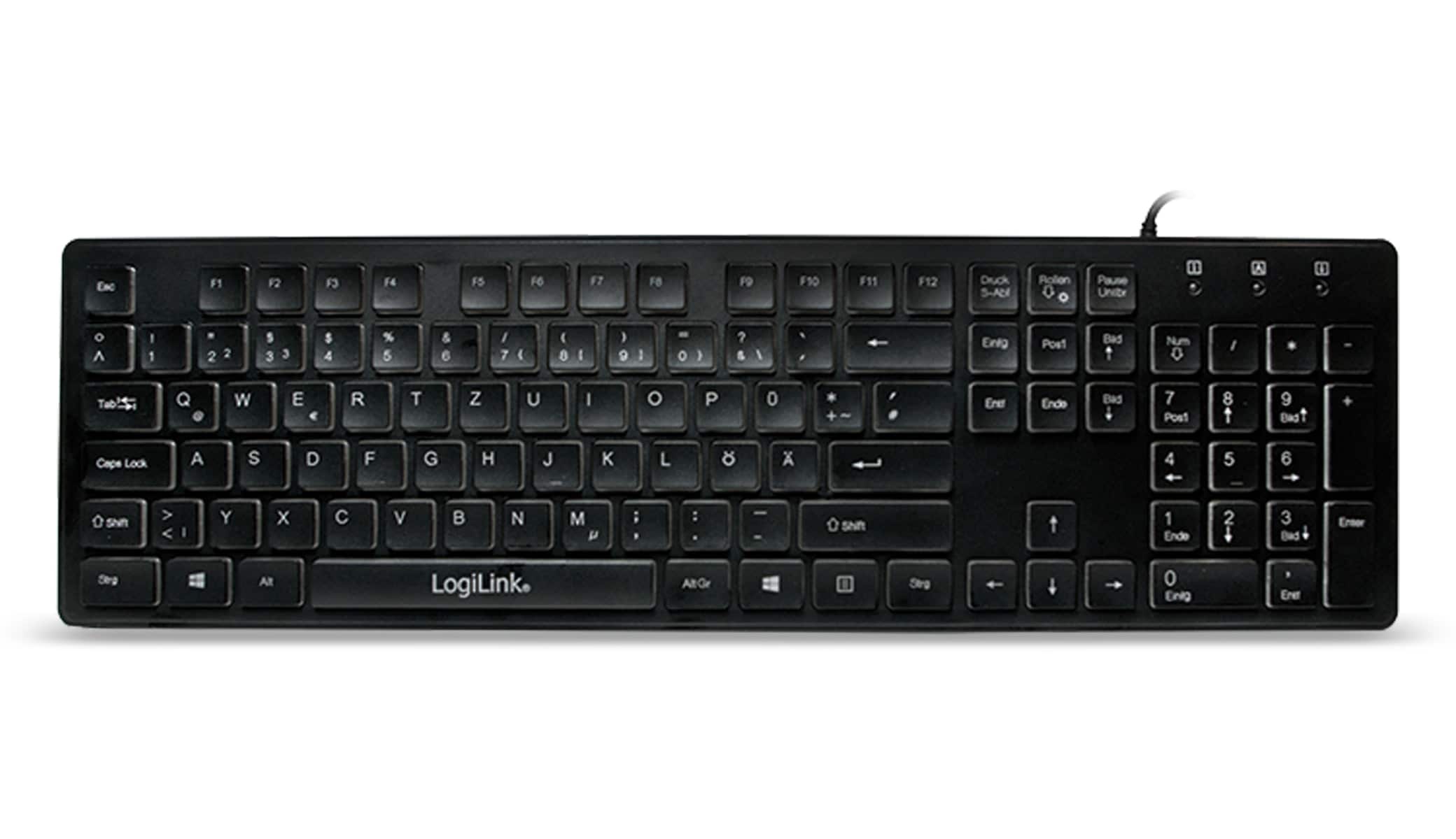 LOGILINK USB-Tastatur beleuchtet ID0138, schwarz