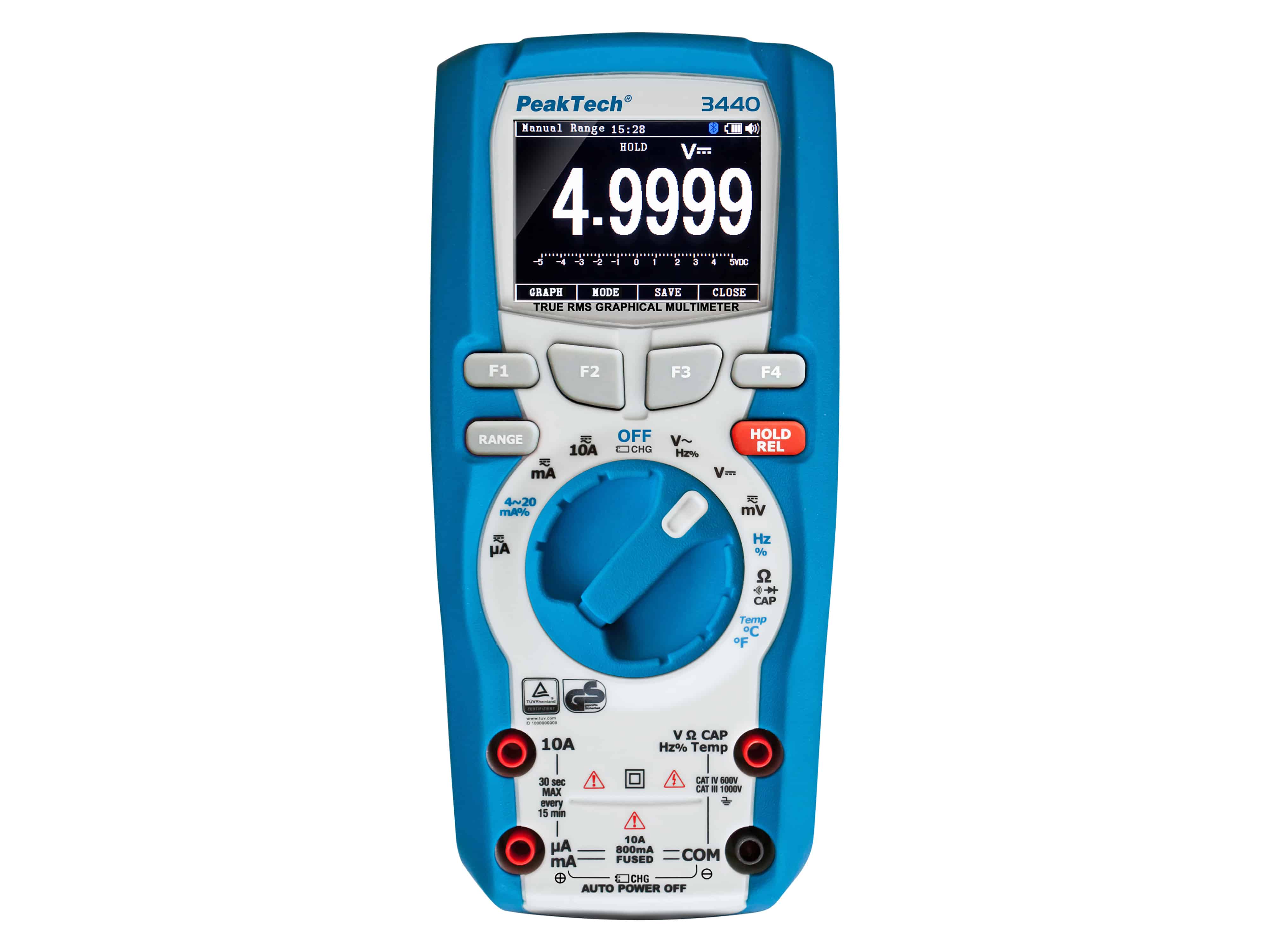 PEAKTECH Grafisches Multimeter, P 3440, 1000 V AC/DC, 10 A AC/DC, Bluetooth