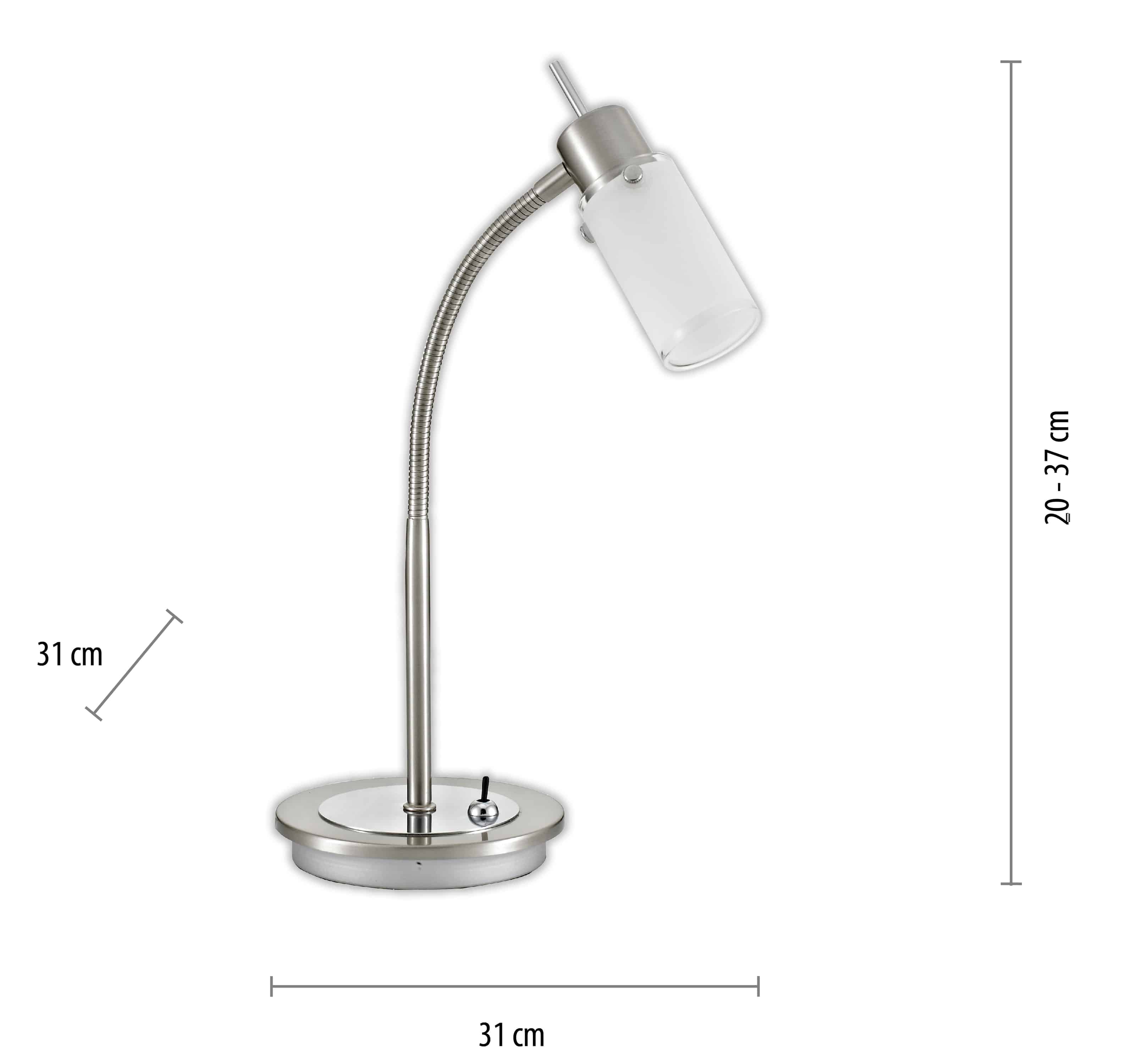 JUST LIGHT LED-Tischleuchte 11935-55 stahlfarbig, 4,W, 420 lm, 3000 K 