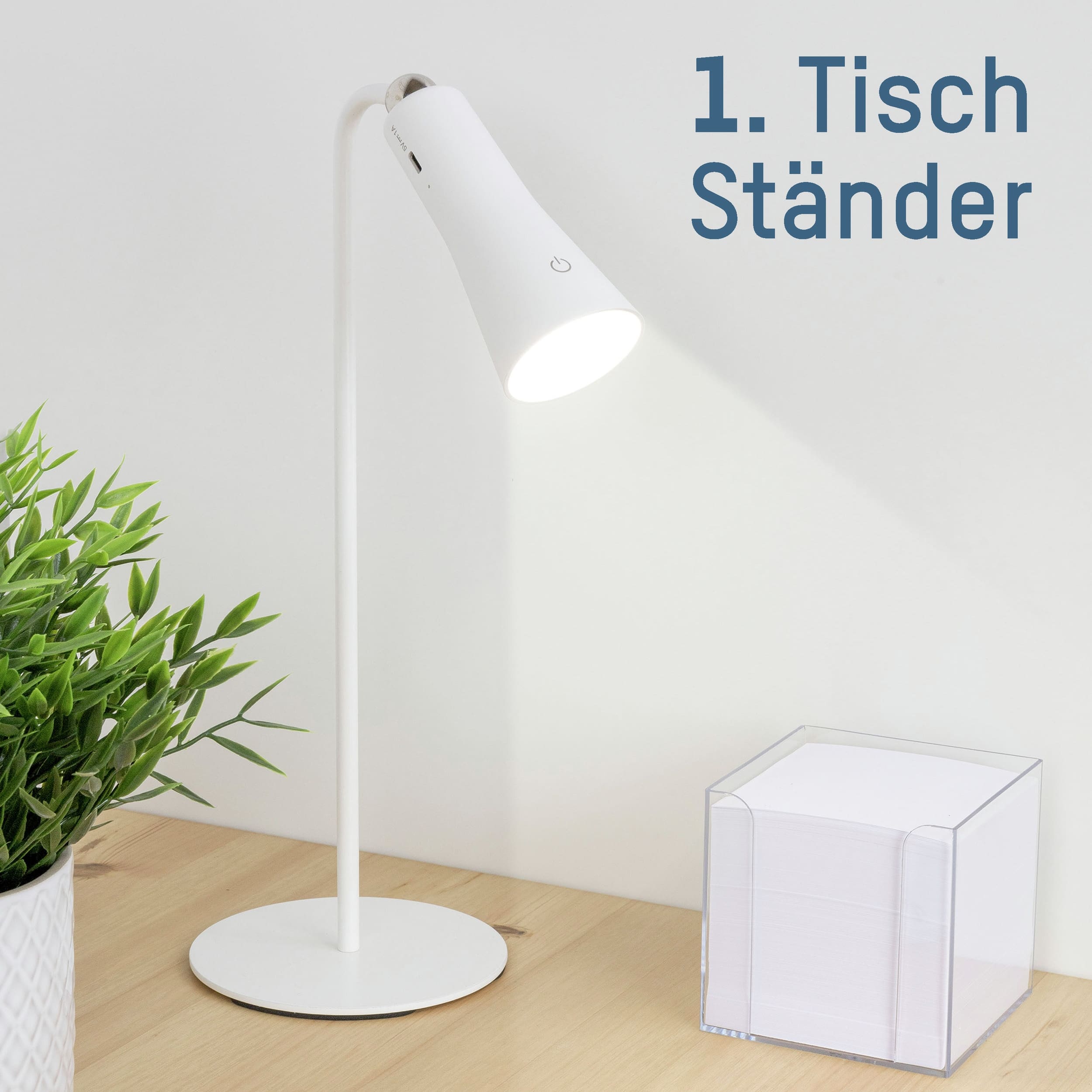 ANSMANN LED-Tischleuchte 3in1, klemmbar, wiederaufladbar, weiß