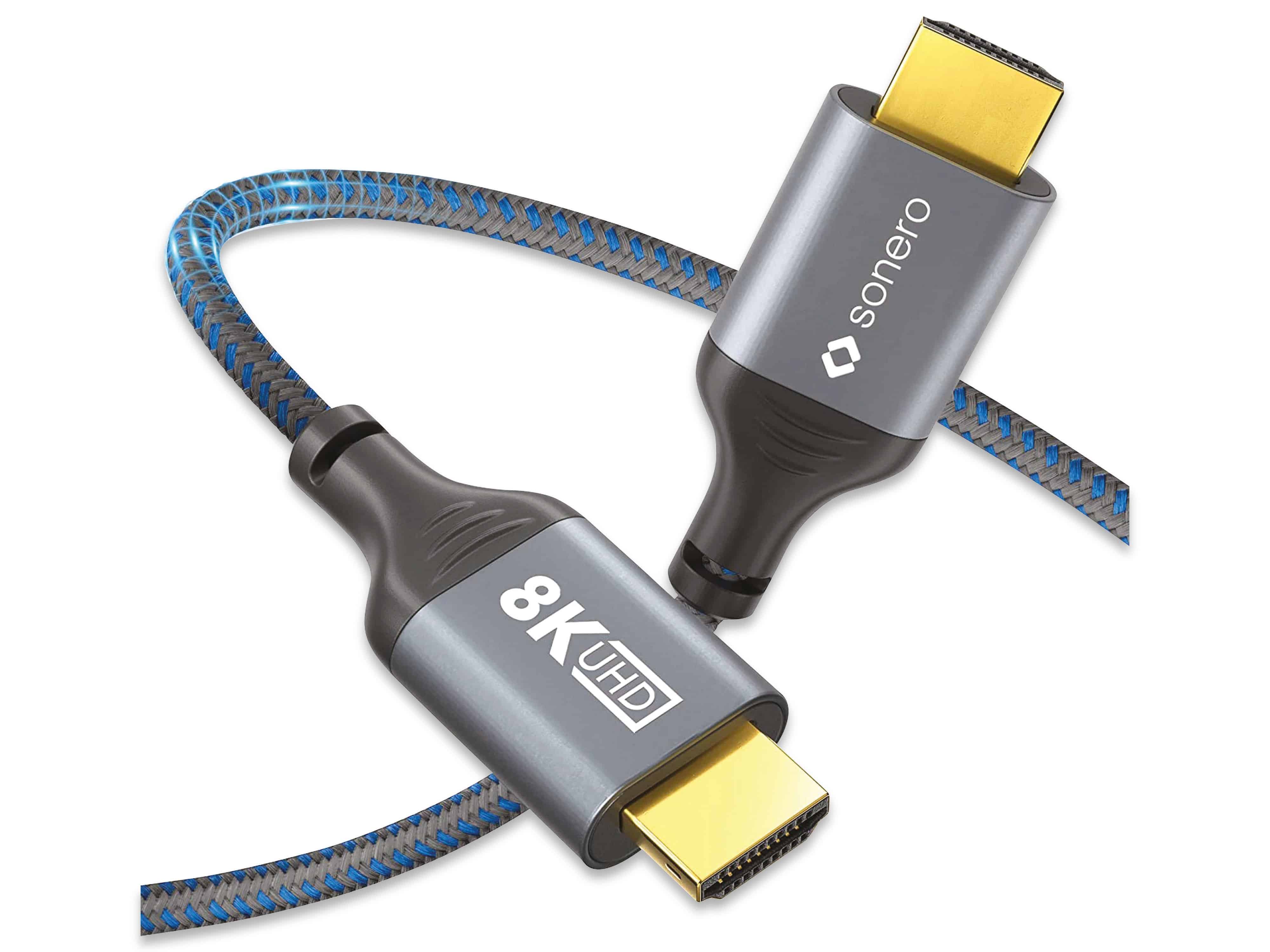 SONERO HDMI-Kabel, 8K60, grau/blau, 2 m