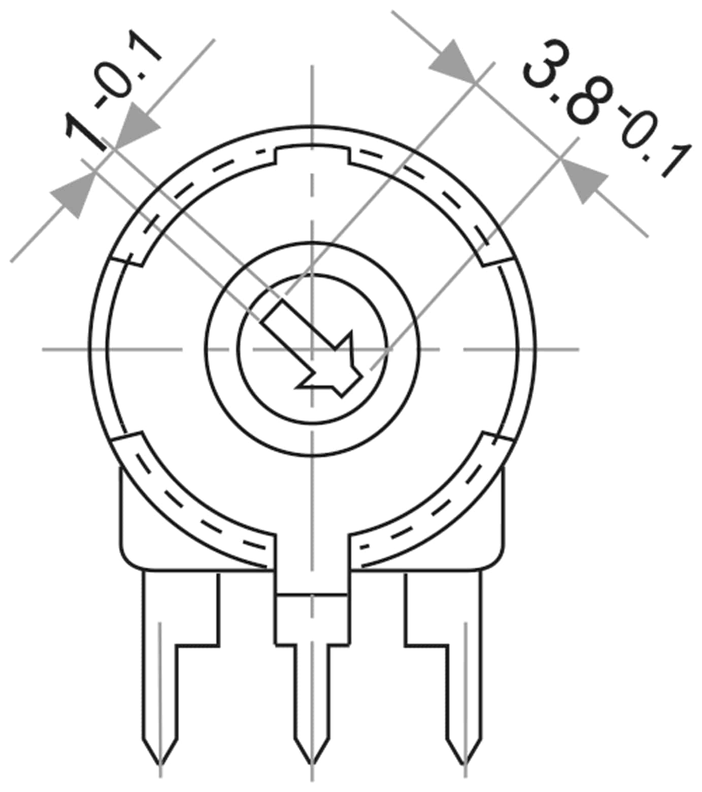 PIHER Potentiometer PT-10, 5,0 kΩ, liegend