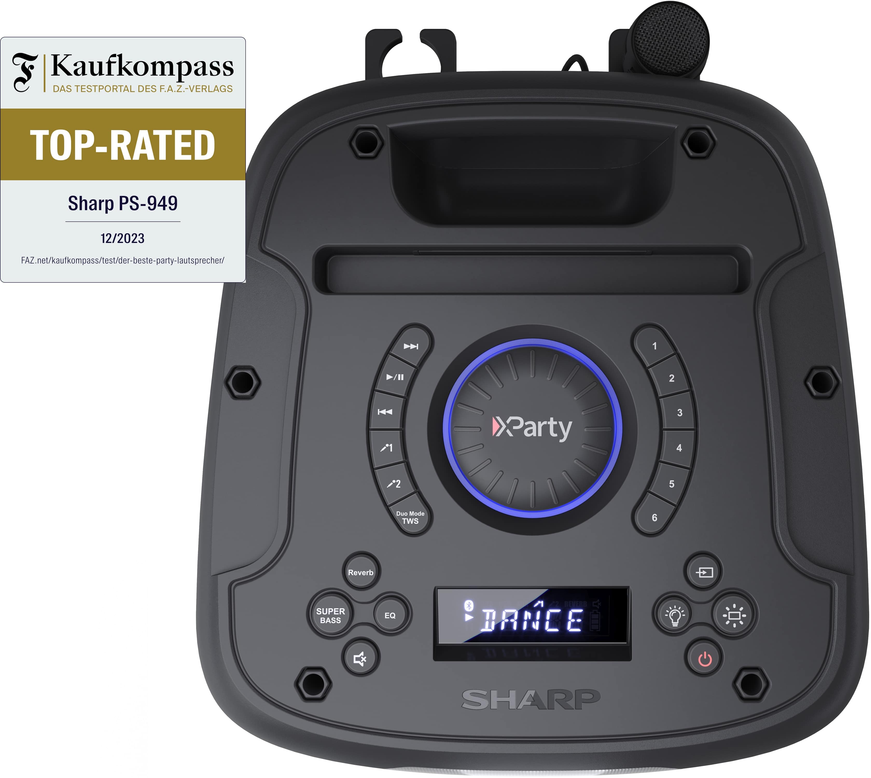 SHARP Party-Lautsprecher PS-949, tragbar, Bluetooth, USB, MP3, 132 W