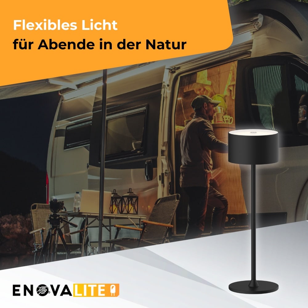 ENOVALITE LED-Akku-Tischleuchte, ELED700400, EEK: D dimmbar, CCT, schwarz