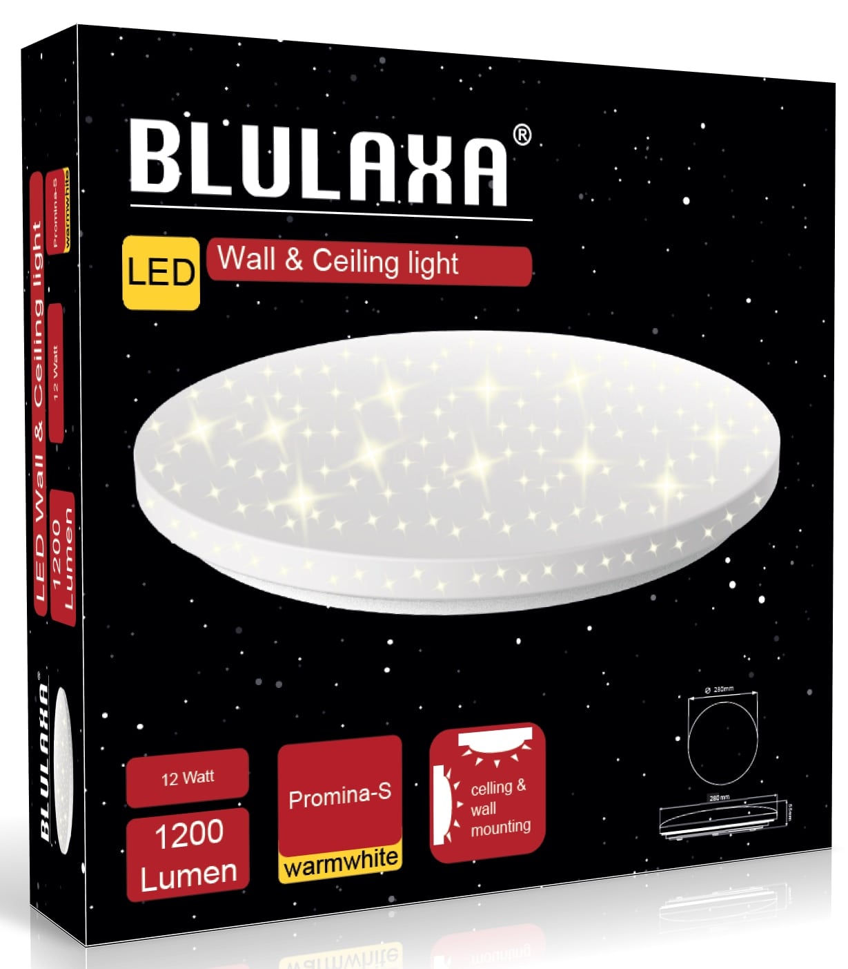 BLULAXA LED-Deckenleuchte Promina-S Sternenhimmel, 12 W, 1200 lm, 3000 K