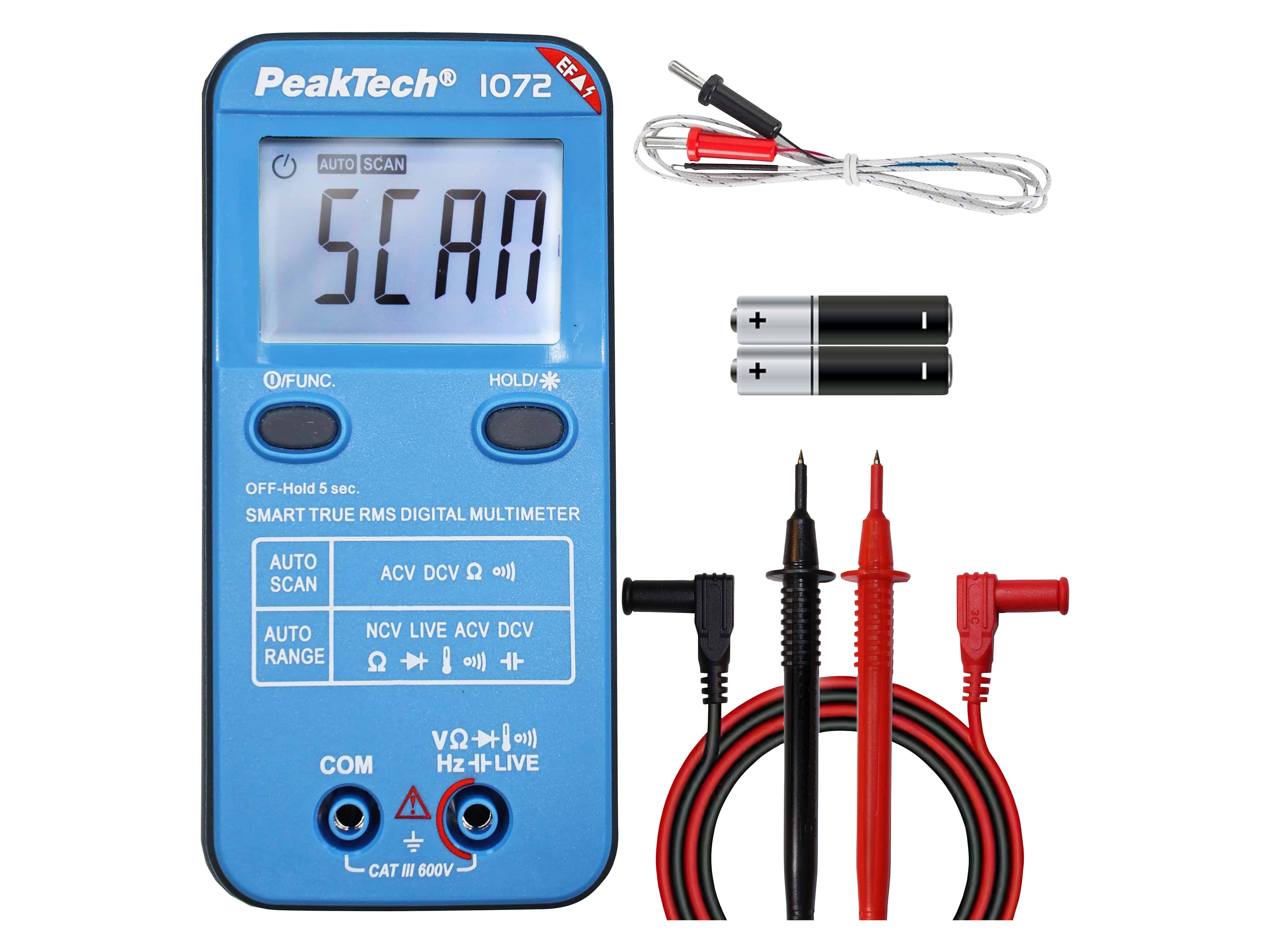 PEAKTECH Smart-Multimeter, P 1072, 600 V AC/DC, NCV, True RMS