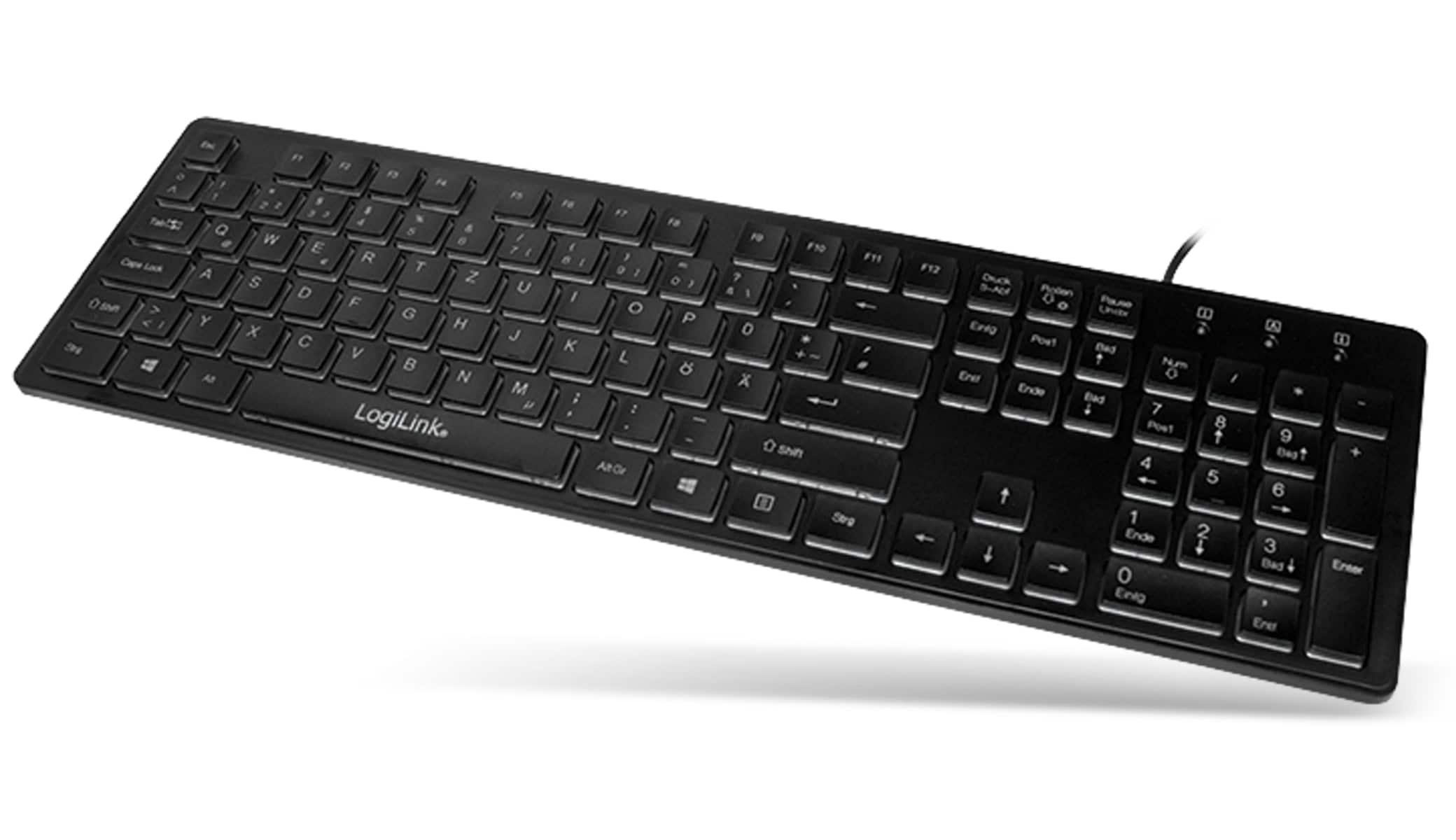 LOGILINK USB-Tastatur beleuchtet ID0138, schwarz