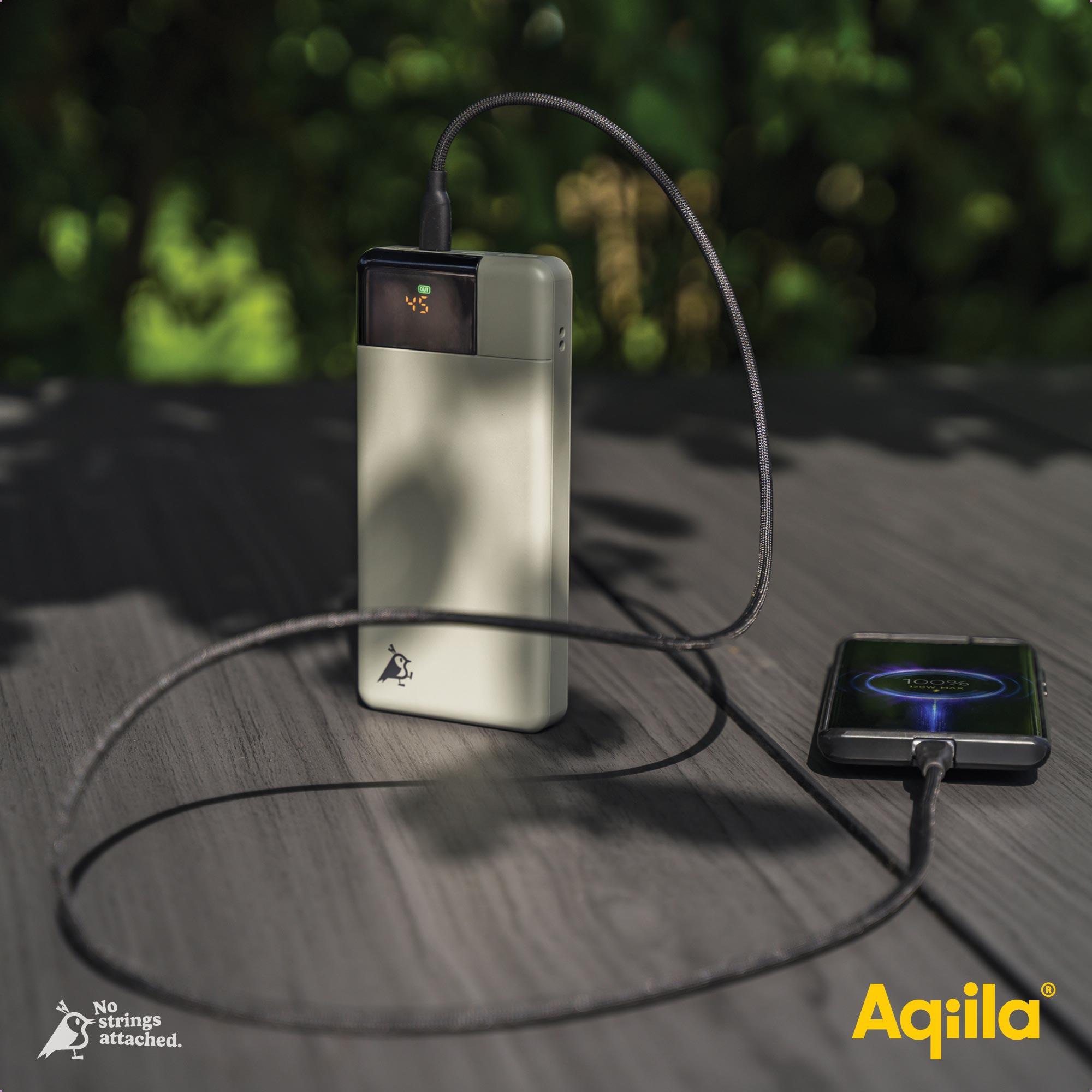 AQIILA Powerbank Powerbird B10, 20 W, 10.000mAh, 1x USB-A, 2x USB-C, moosgrün