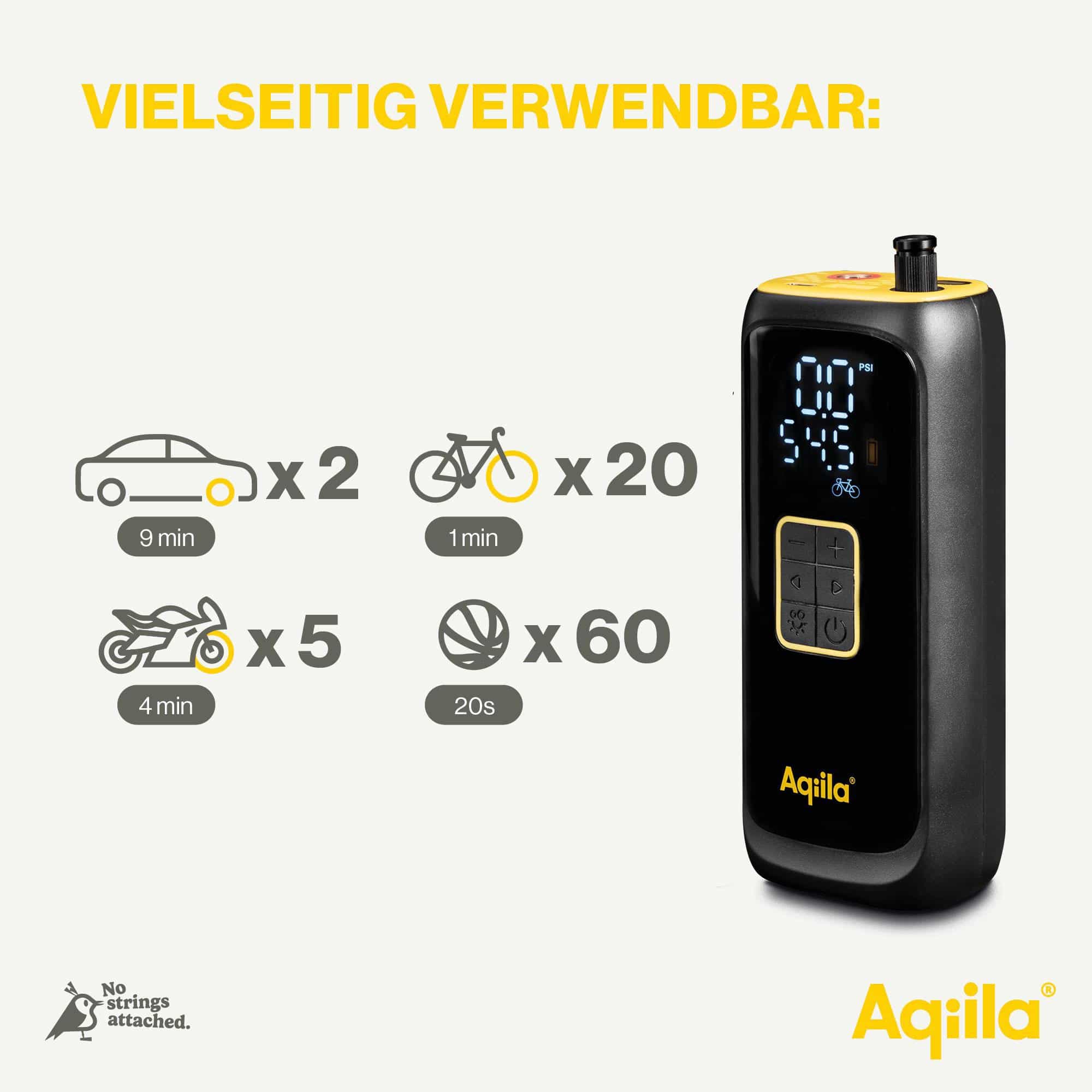 AQIILA Powerbank C4, 4000mAh, mit Kompressor 10 bar u. Lampe