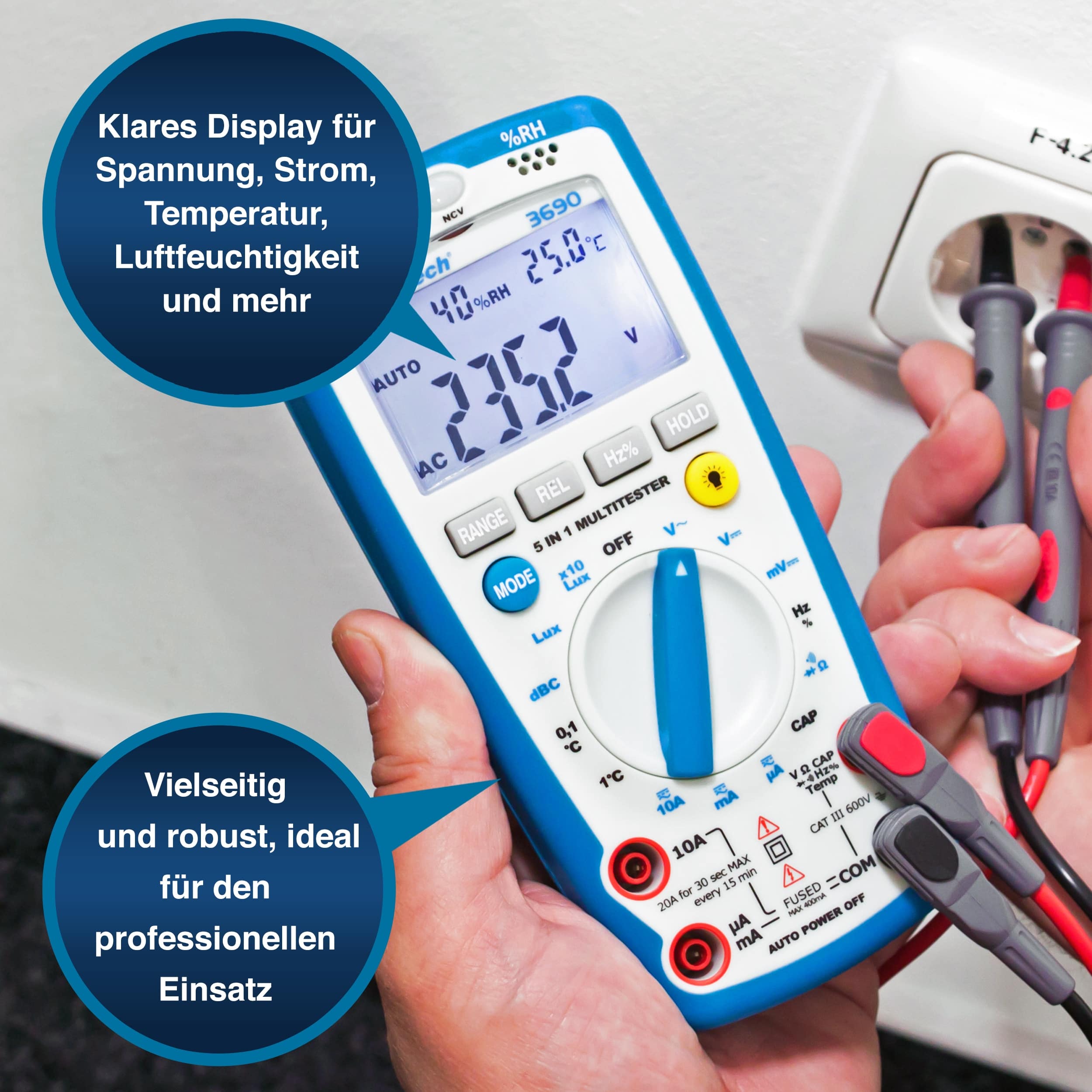 PEAKTECH Multimeter, P 3690, mit Umweltmessungen