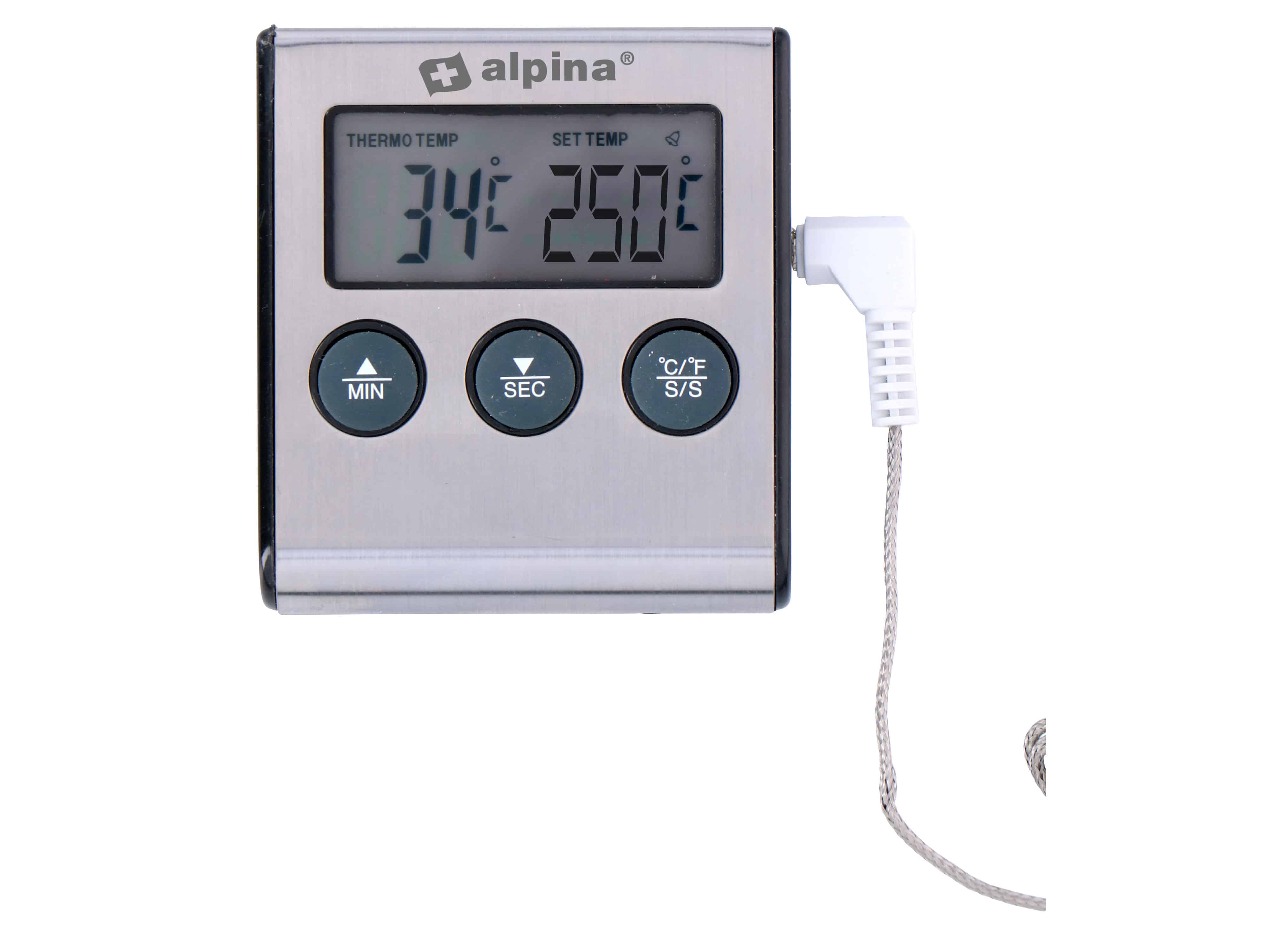  ALPINA Digitales-Küchenthermometer mit Temperatursonde -50 bis +250 Grad C.