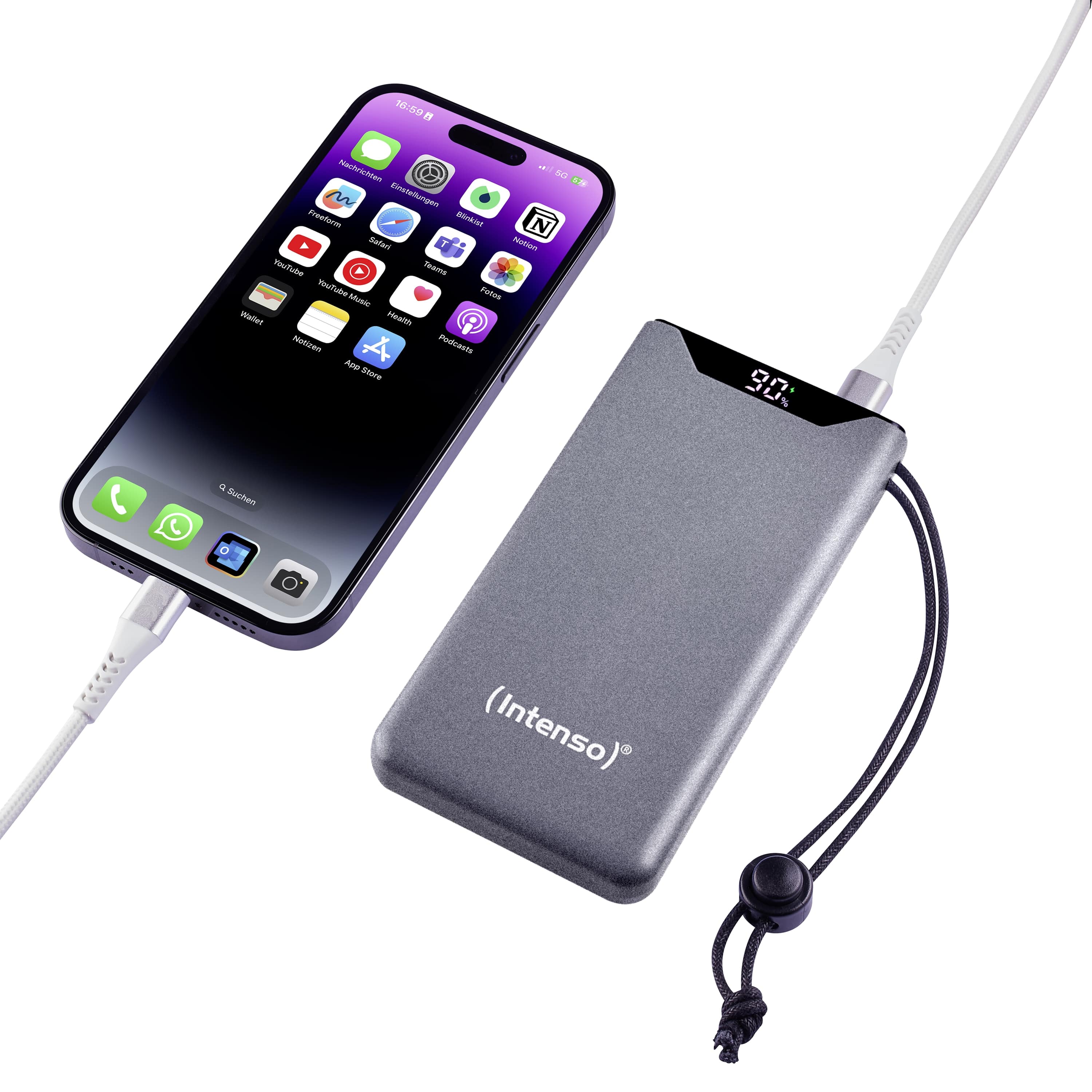 INTENSO USB Powerbank 7332034, F10000, 10.000mAh, 20 W, grau