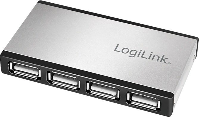 LOGILINK USB-Hub UA0404, 4-Port. mit Netzteil u. Aluminiumgehäuse