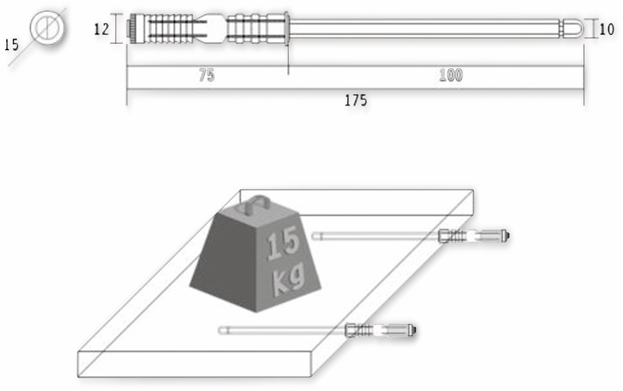Regalbodenträger, Tablarträger, M10x100 mm 