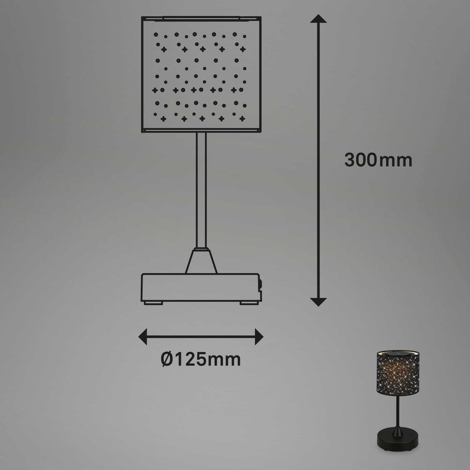 BRILONER LED-Akku-Tischleuchte 7443015 schwarz, 3W, 330lm, 3300K, IP44