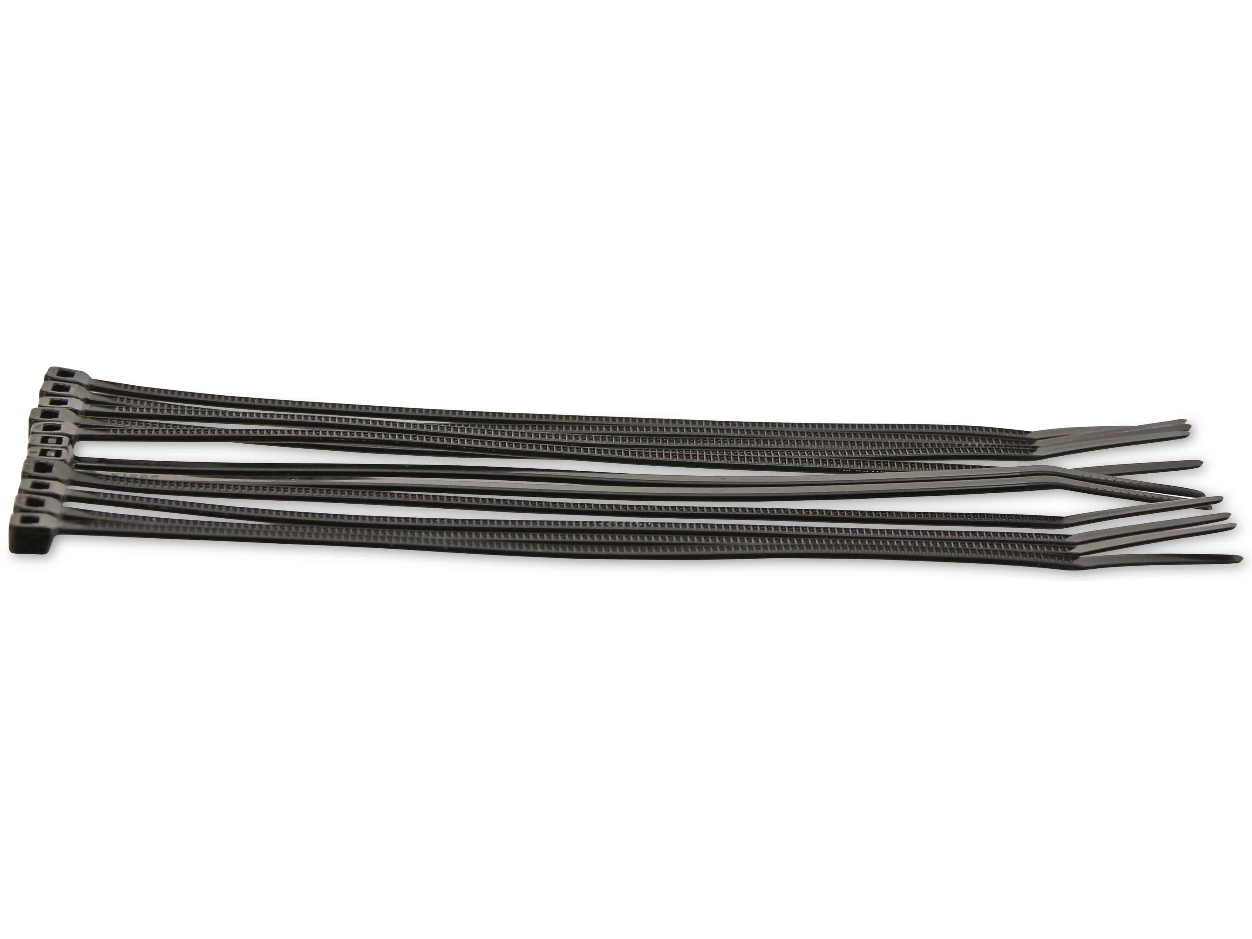 KSS Kabelbinder-Sortiment Polyamid 6.6, schwarz, 203x4,6, UV-beständig, 100 Stück