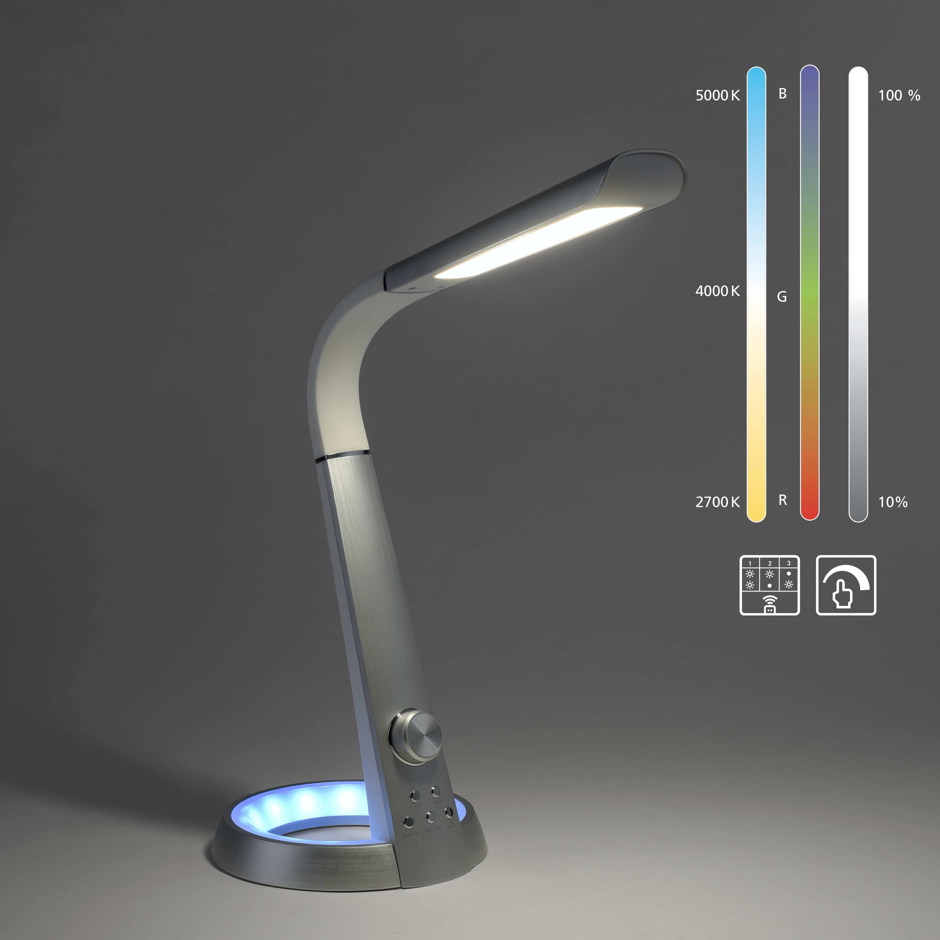 PAUL NEUHAUS LED-Tischleuchte aluminiumfarbig,, 7,3 W, 780 lm, CCT, RGB