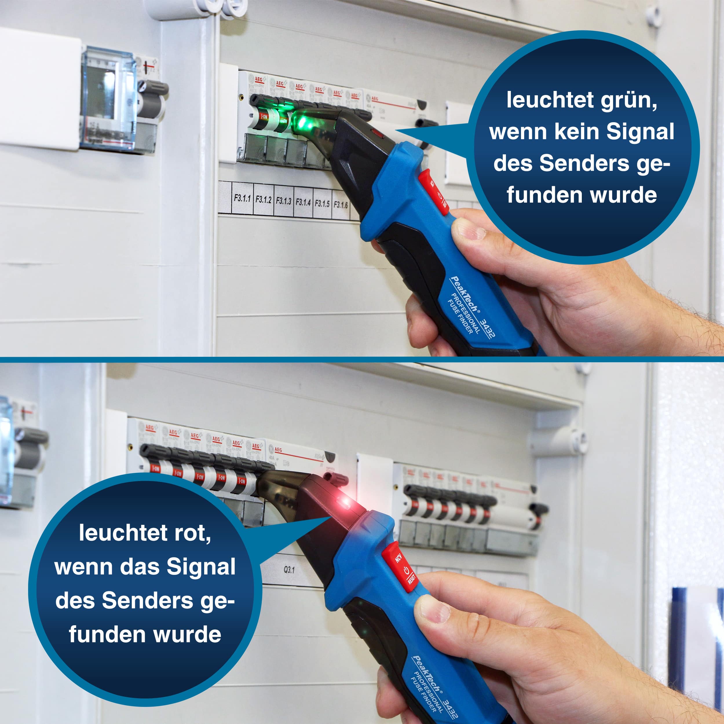 PEAKTECH Sicherungsfinder, P 3432, mit RCD-Tester