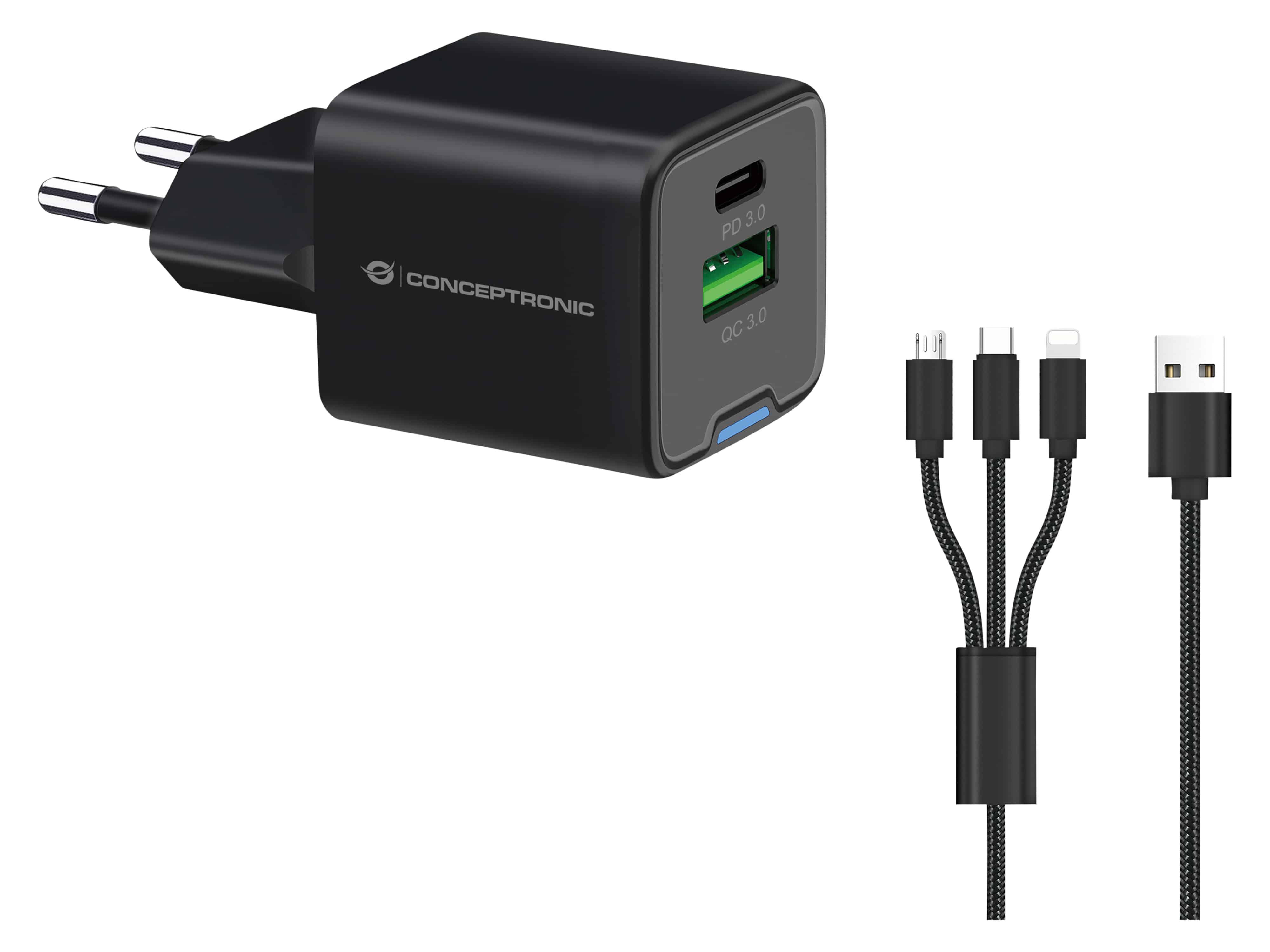 CONCEPTRONIC USB-Ladegerät ALTHEA16B USB-C USB-A 33W