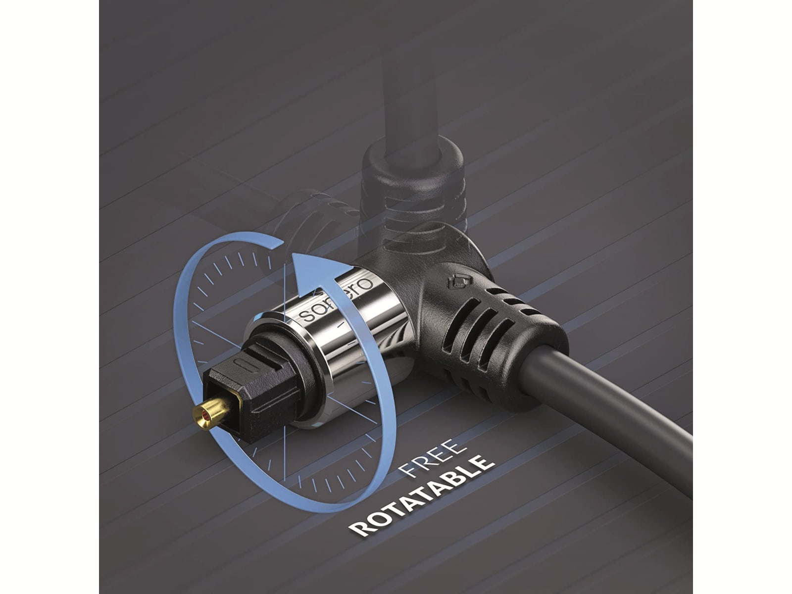 SONERO Lichtleiter-Kabel, 2 m, schwarz, 2x90° Stecker