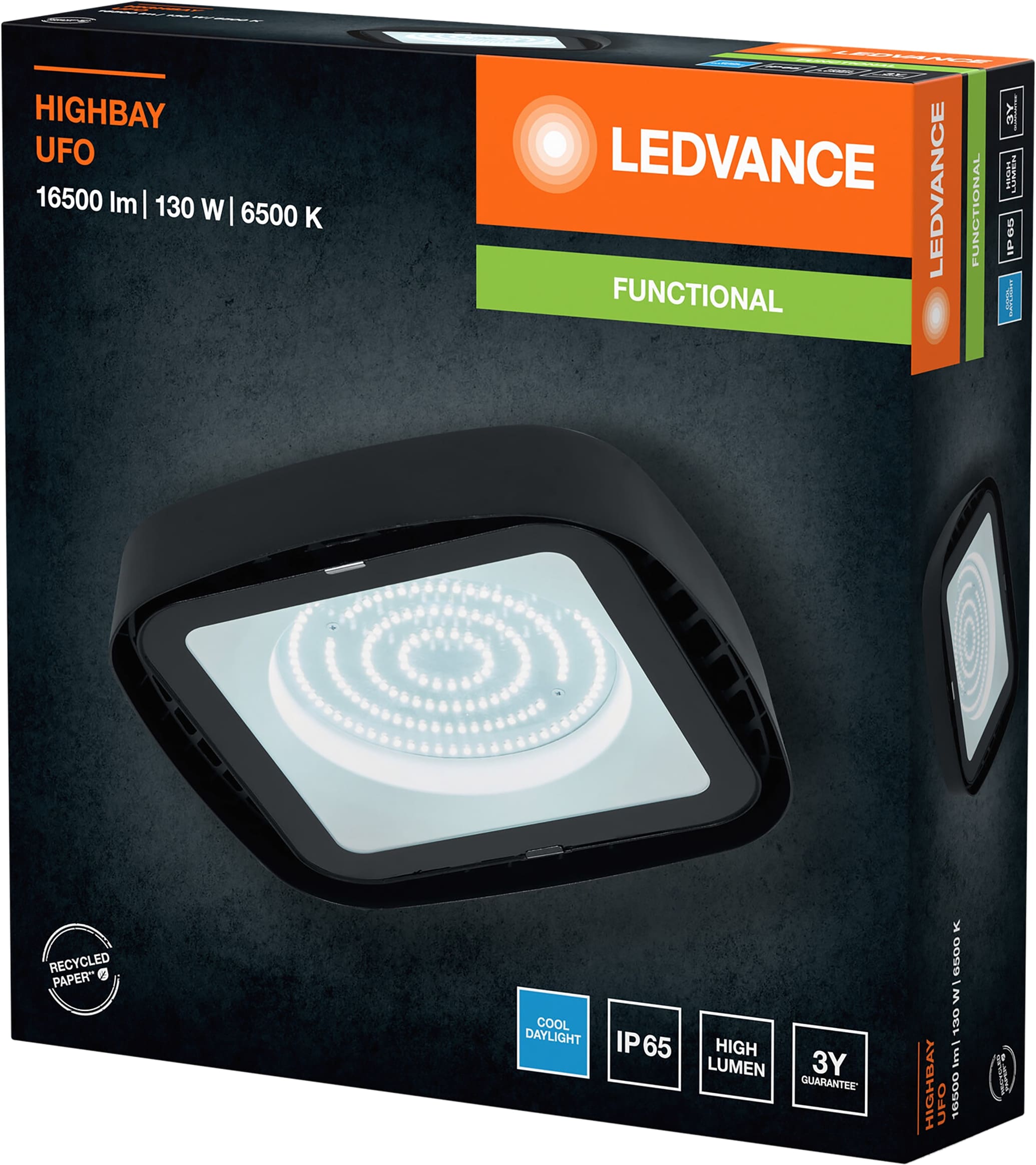 LEDVANCE LED-Deckenleuchte Highbay Ufo, 130 W, 15.000 lm, 6500 K