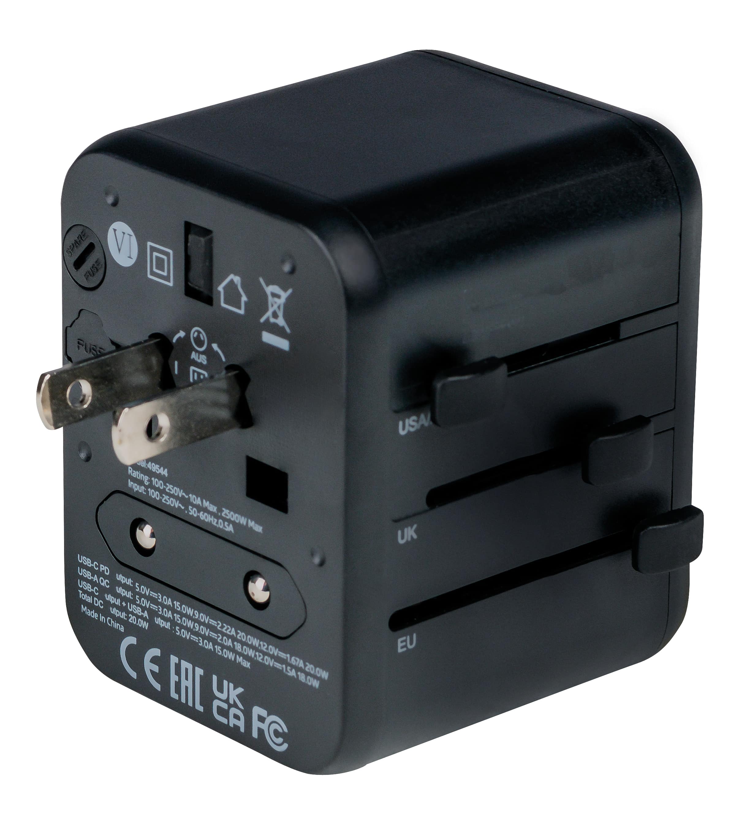 VERBATIM Universal-Reise-Adapter UTA-02, 1x Stromstecker, 1x USB-A QC, 1x USB-C
