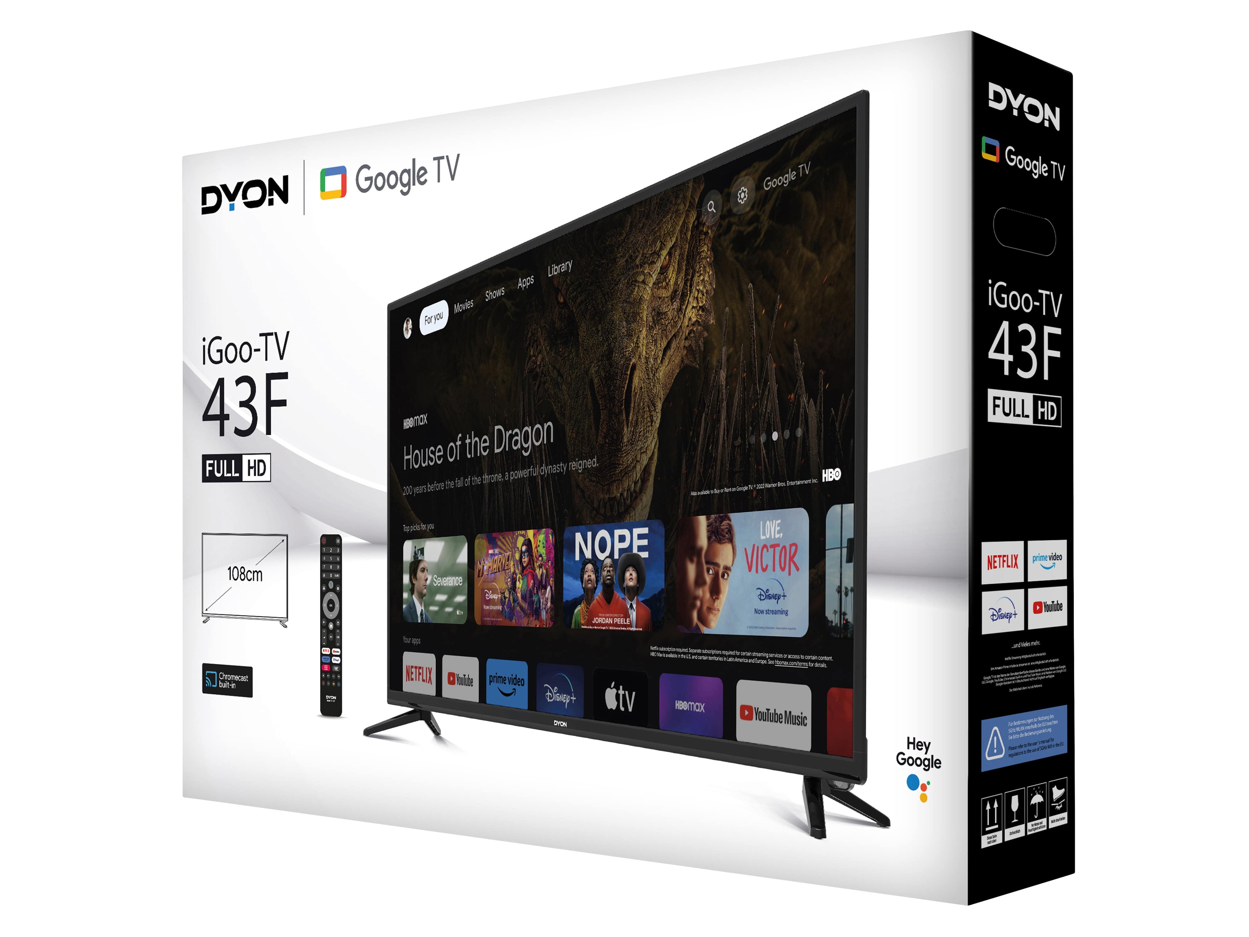 DYON LED-TV iGoo-TV 43F, 108 cm (43"), EEK F, FullHD