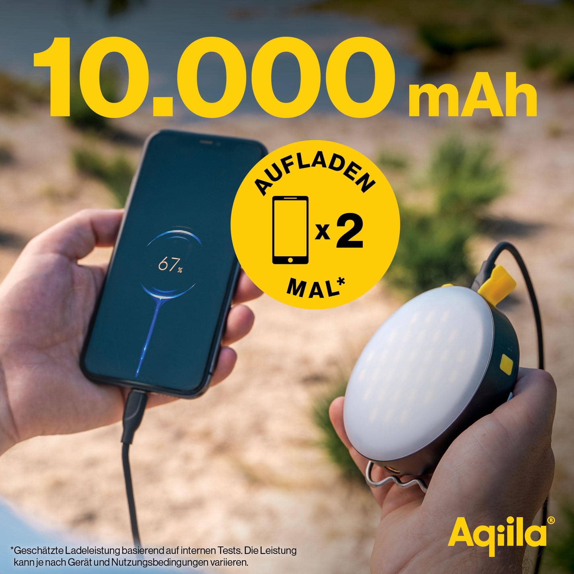 AQIILA Powerbank BL10, mit Leuchte, 20 W, 10.000mAh, schwarz