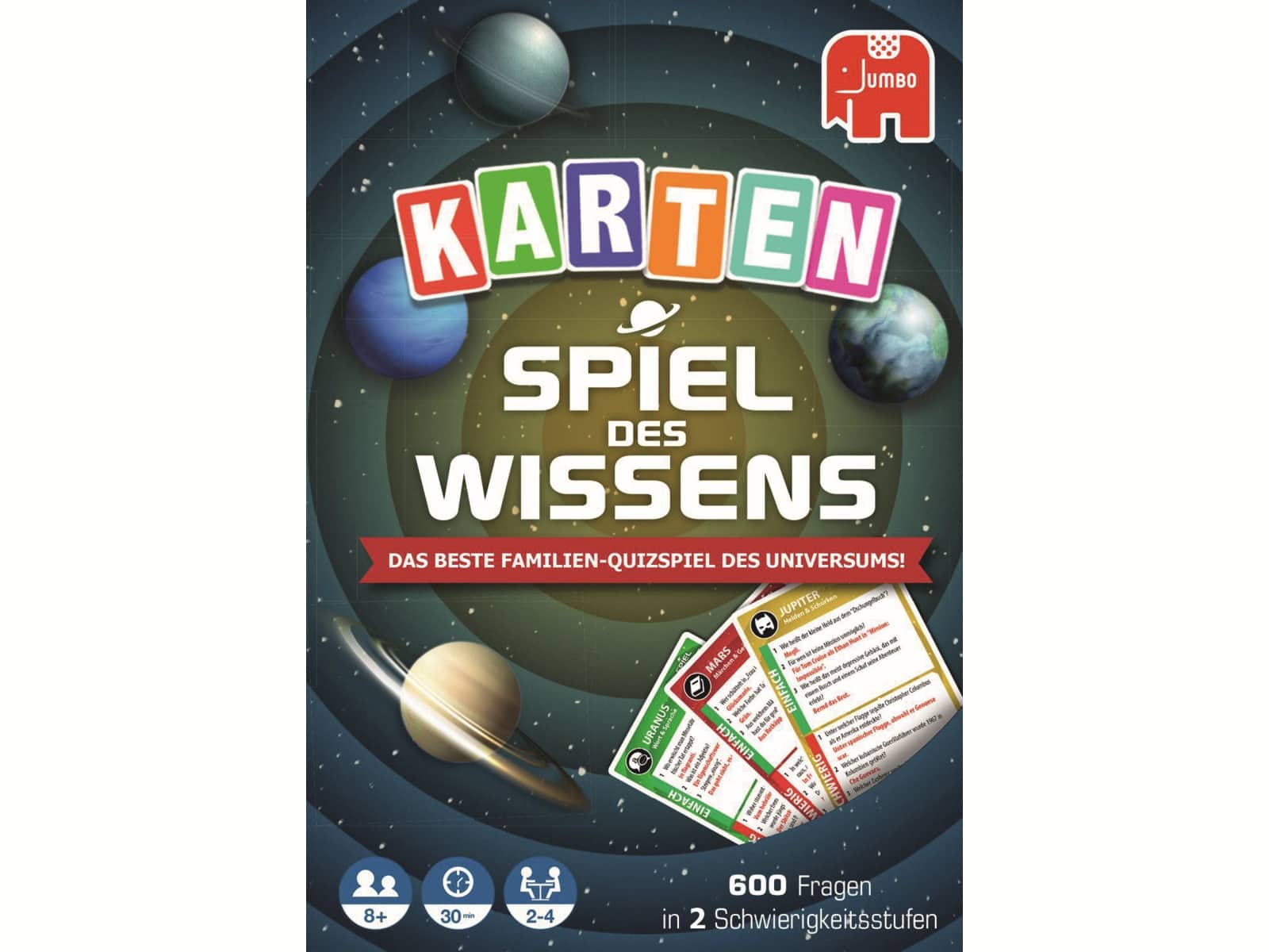 JUMBO Spiele Familienspiel, 19598, Spiel des Wissens Kartenspiel 