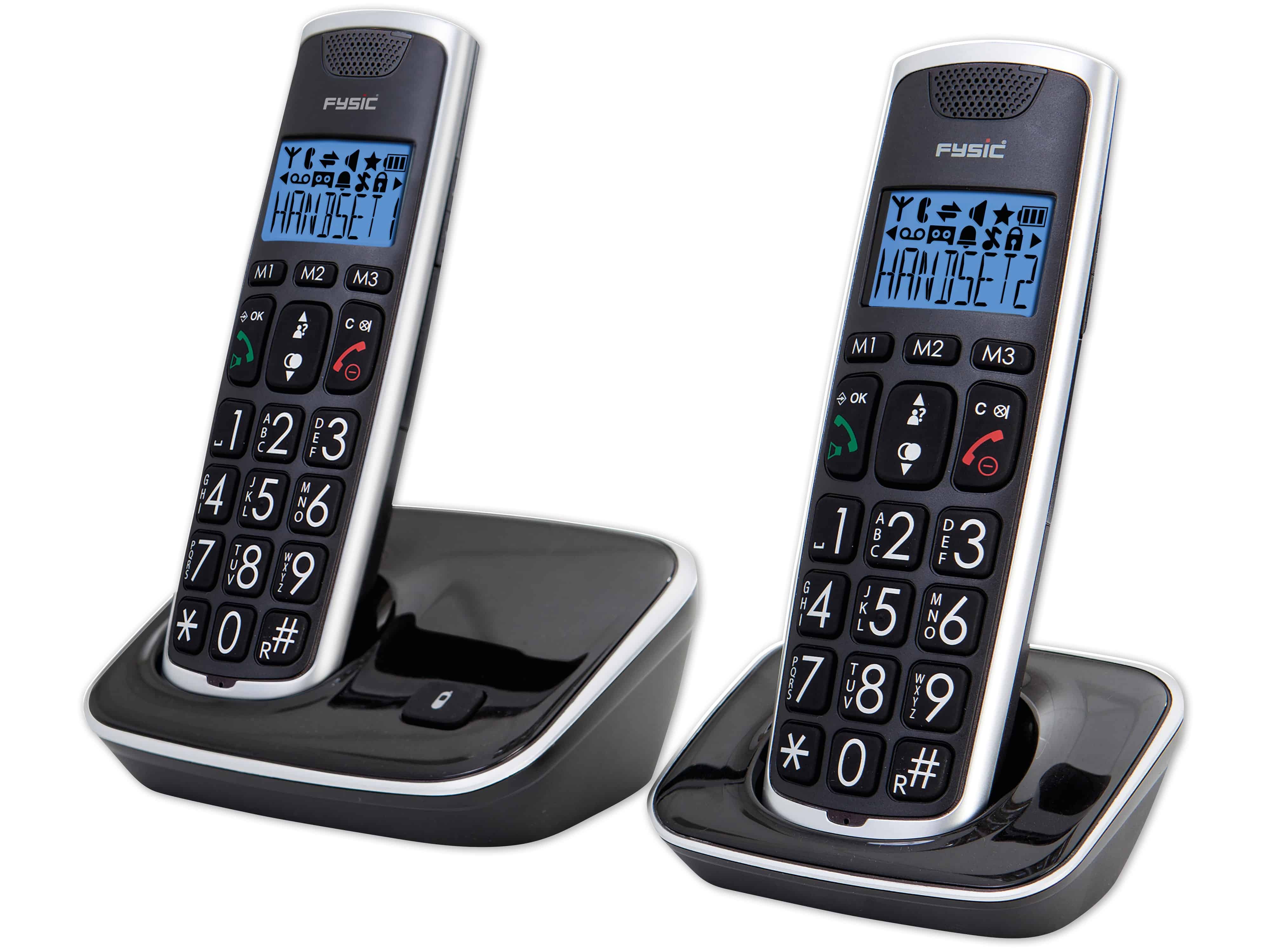 FYSIC DECT-Telefon FX-6020, mit 2 Mobilteile, schwarz